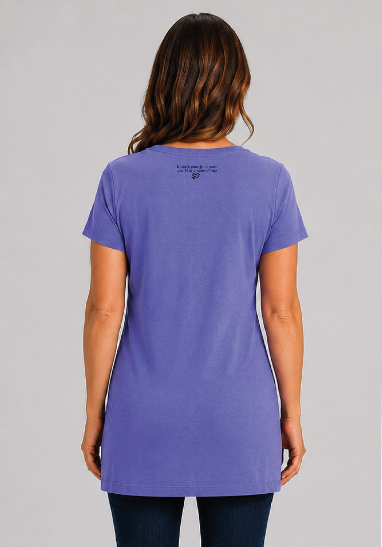 Lavender Boreal violet Tunic – Tencel & Organic Cotton | Fly Bird Print | Message Factory