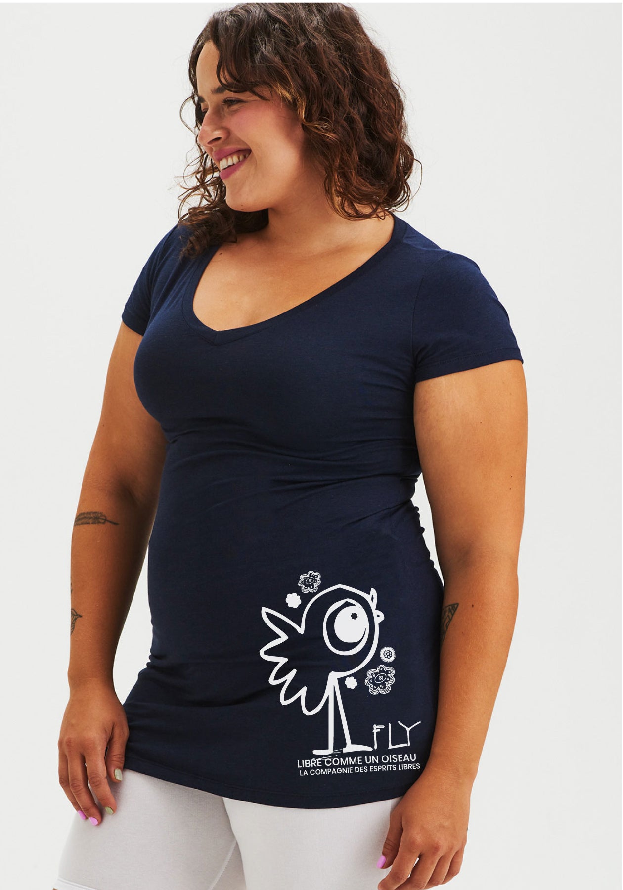 LAVENDER - Tunique col V marine