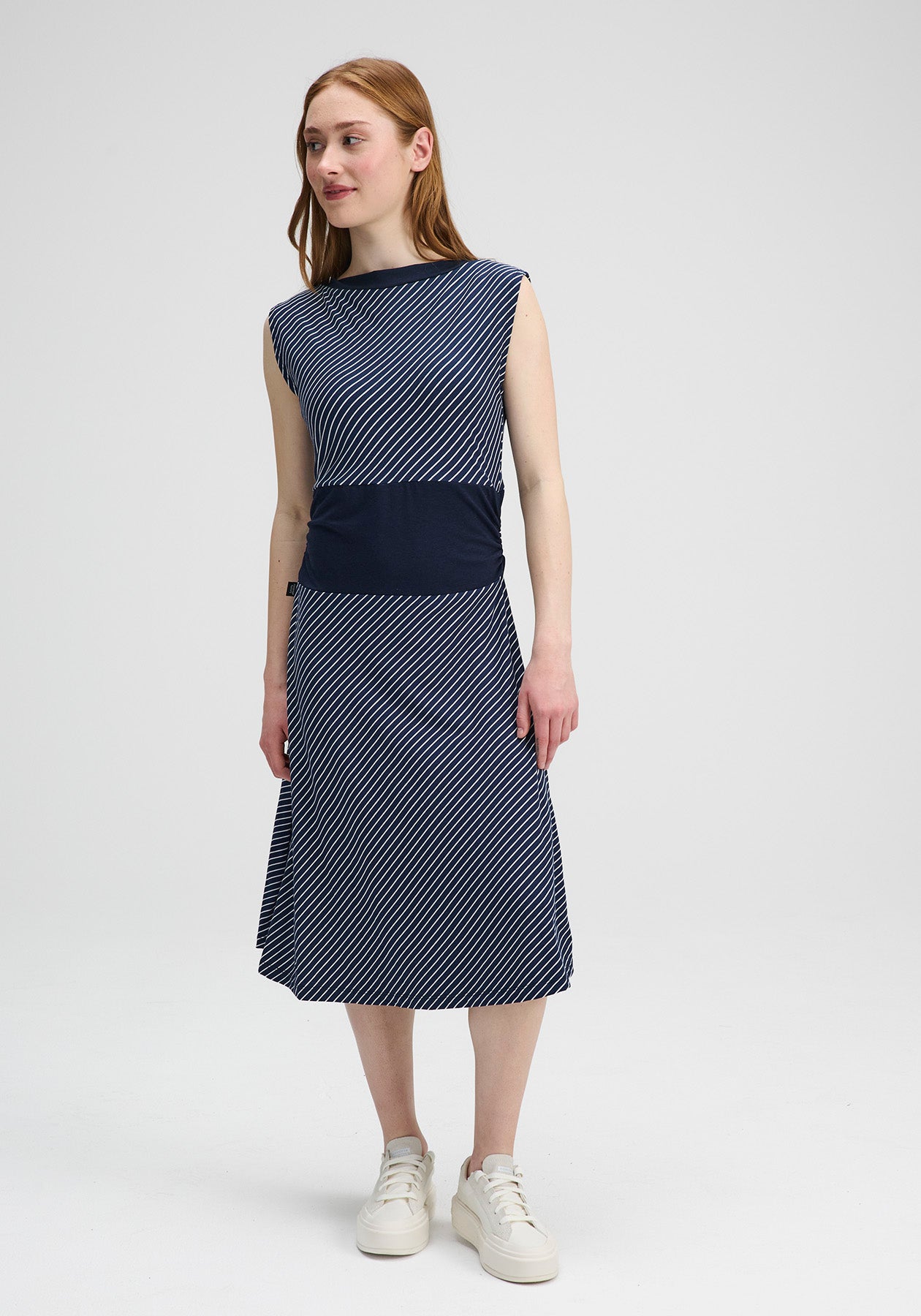 Cherry Blossom- Navy striped midi dress