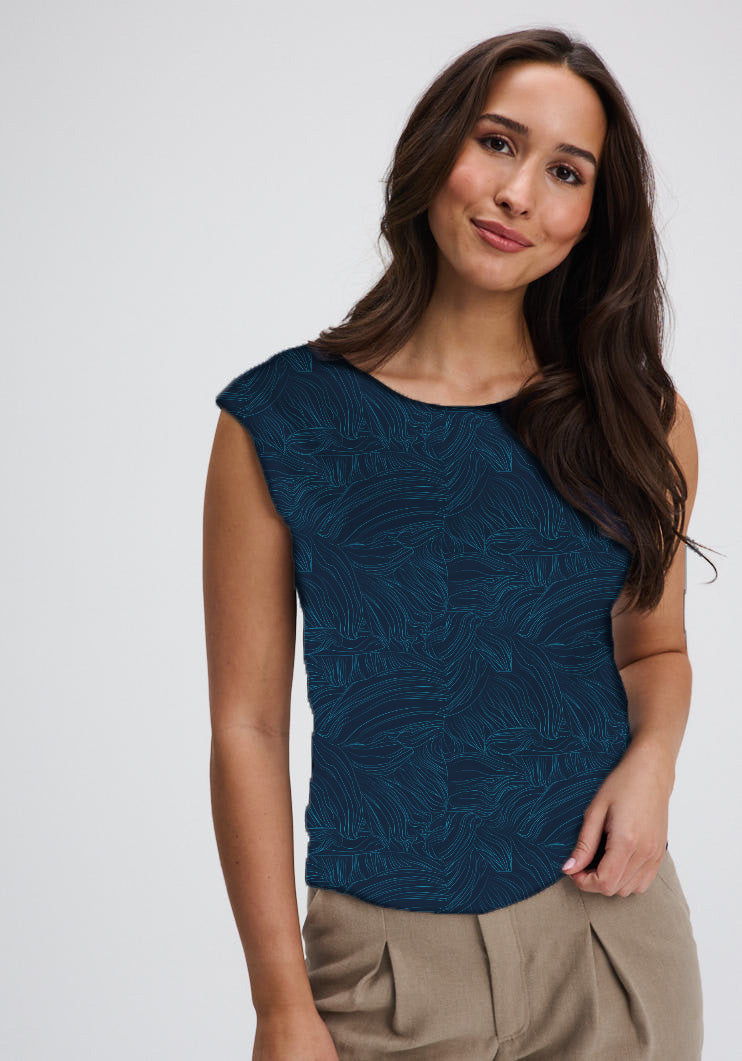 BATISCAN - Printed bamboo short sleeve top