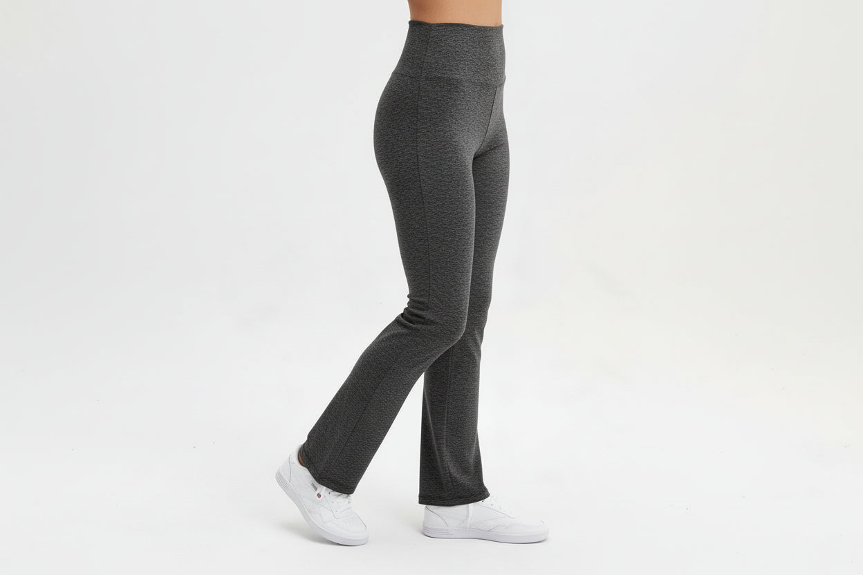 EMMANUELLE - Black french terry flared leg leggings