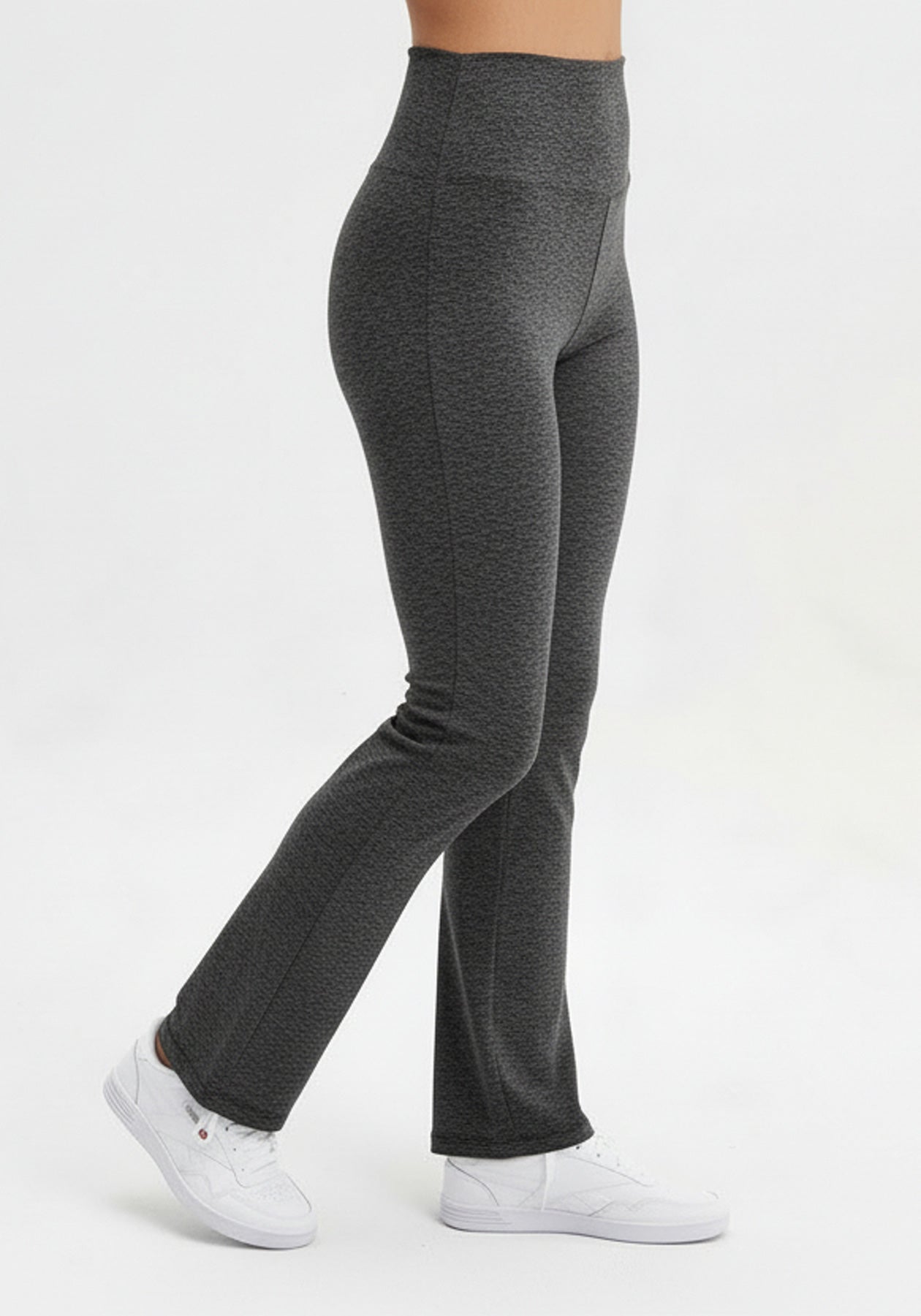 EMMANUELLE - Charcoal french terry flared leg leggings