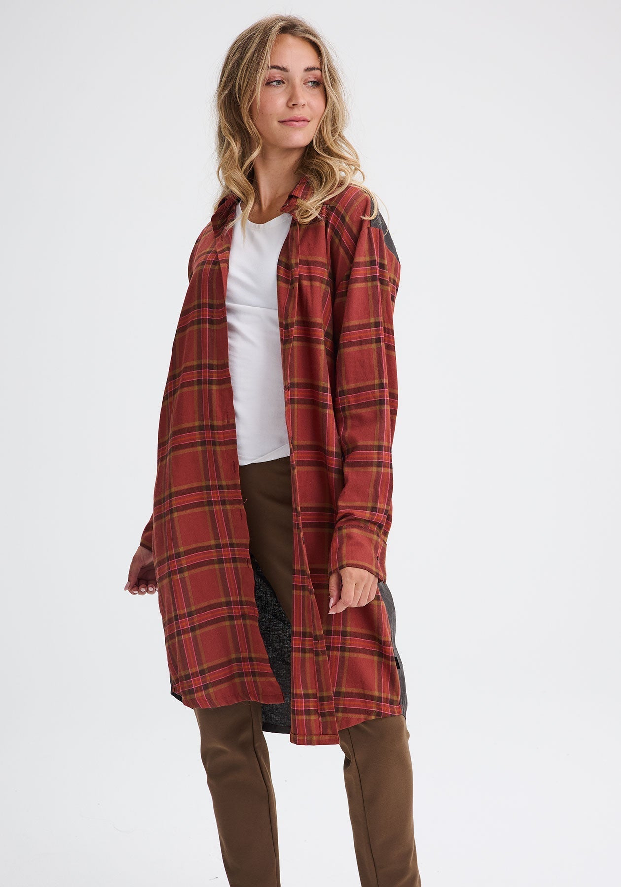 DONNACONA - Robe chemise carreaux rouille-Nouveautés écologiques-Message Factory