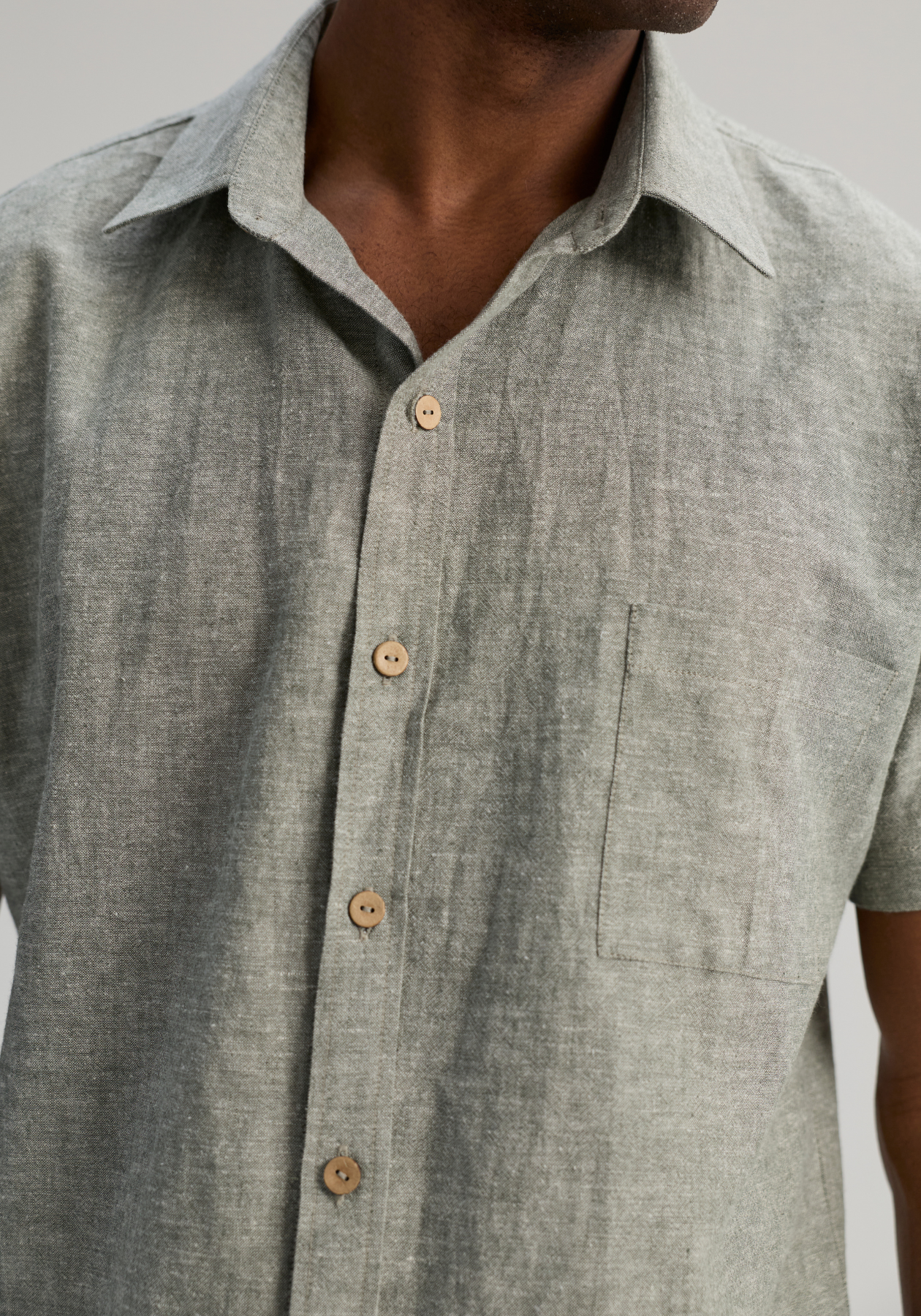 HENRY – Chemise manches courtes vert naturel