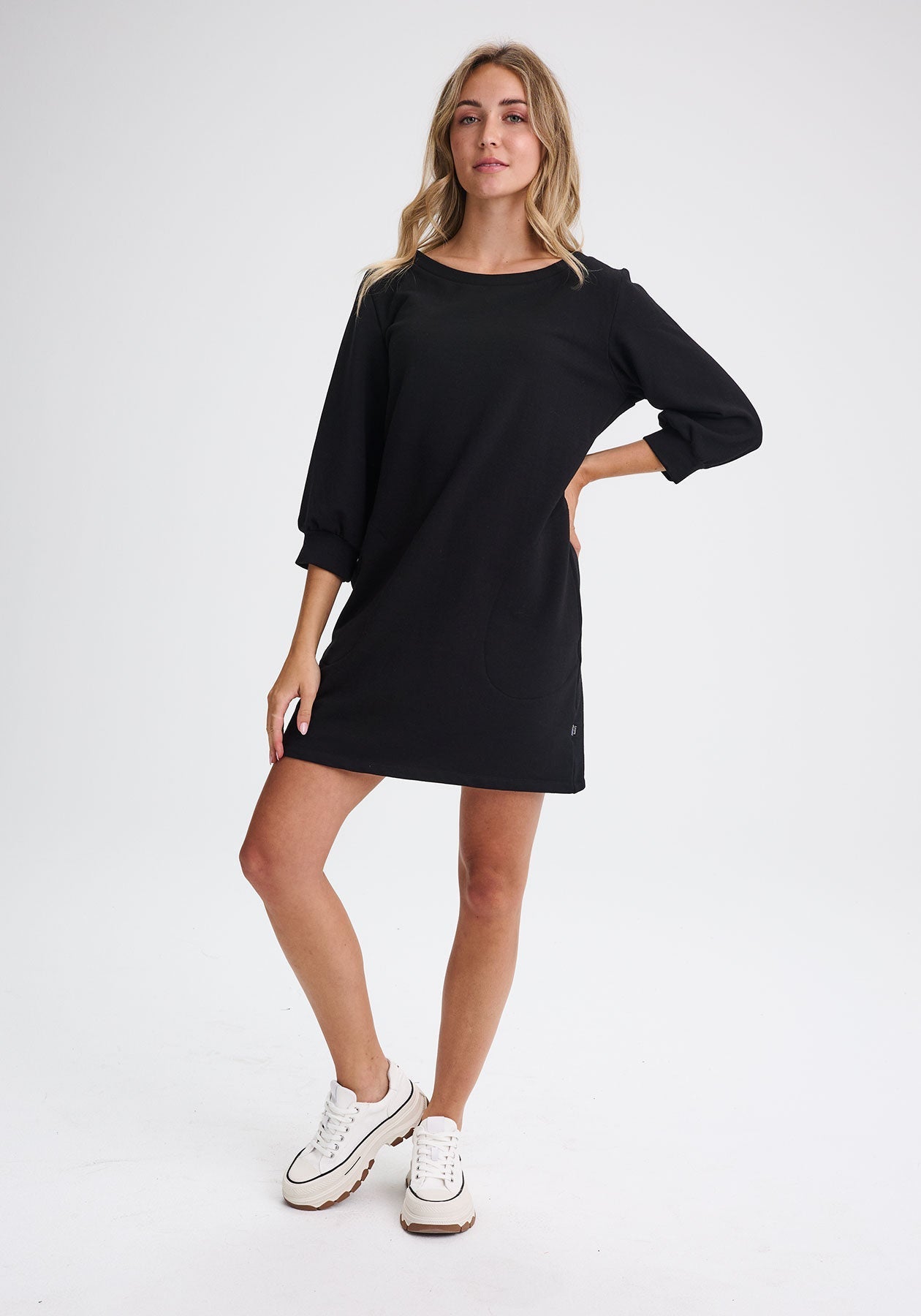 Robe Fourreau Courte Zara Noire, Molleton, Inscription, Taille S (36/38)
