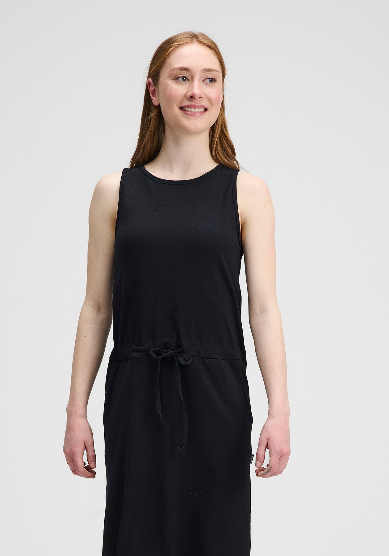 Kim – Sleeveless Black Dress in Organic Cotton, Made in Quebec