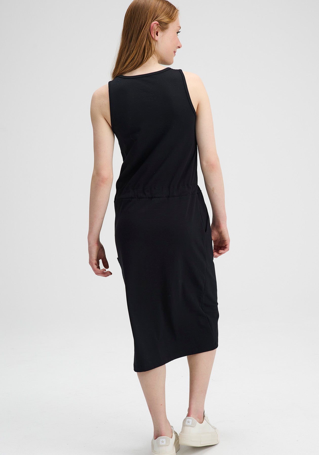 Kim – Sleeveless Black Dress in Organic Cotton, Made in Quebec