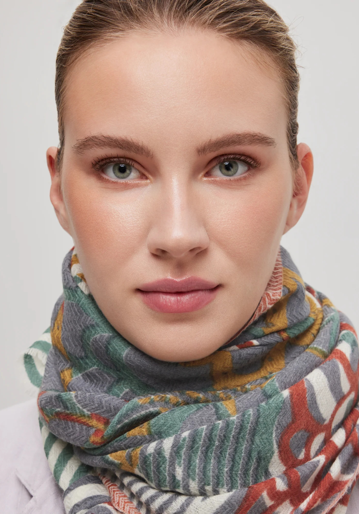 Écharpe laine mérinos vert olive et jaune safran - Céleste