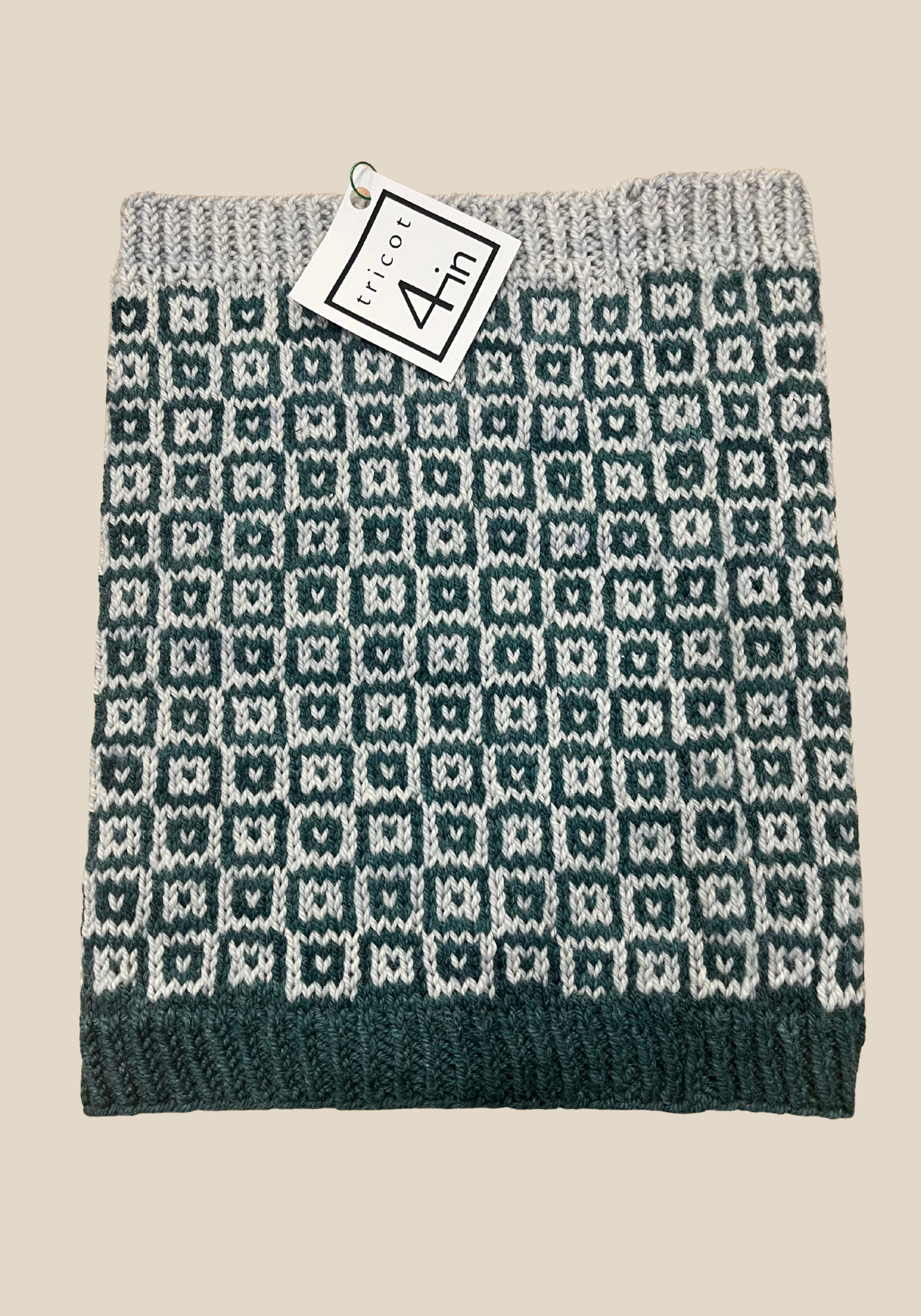 Cache-cou Tricot Gris et Vert