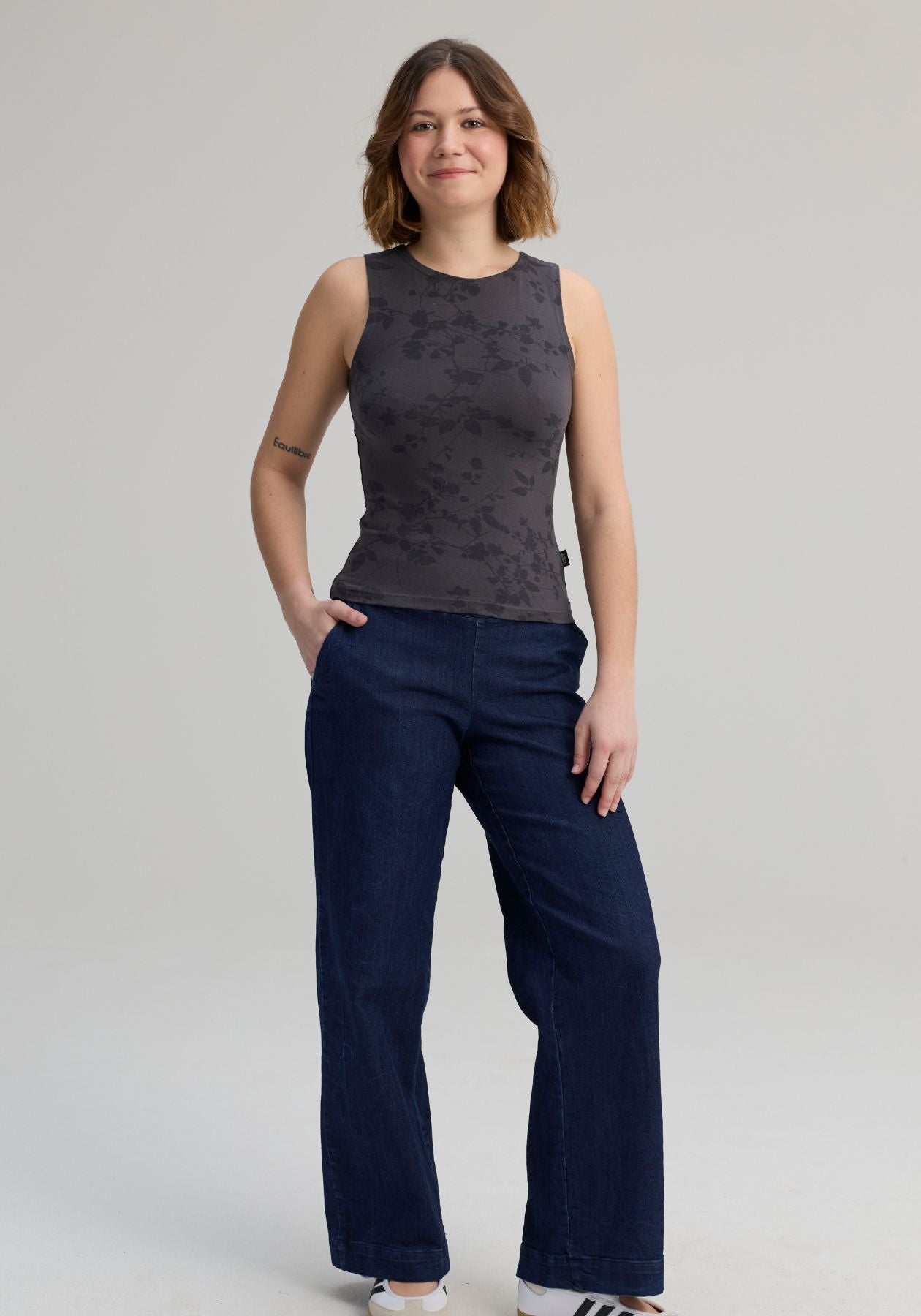 BROMPTON - Grey organic cotton printed camisole