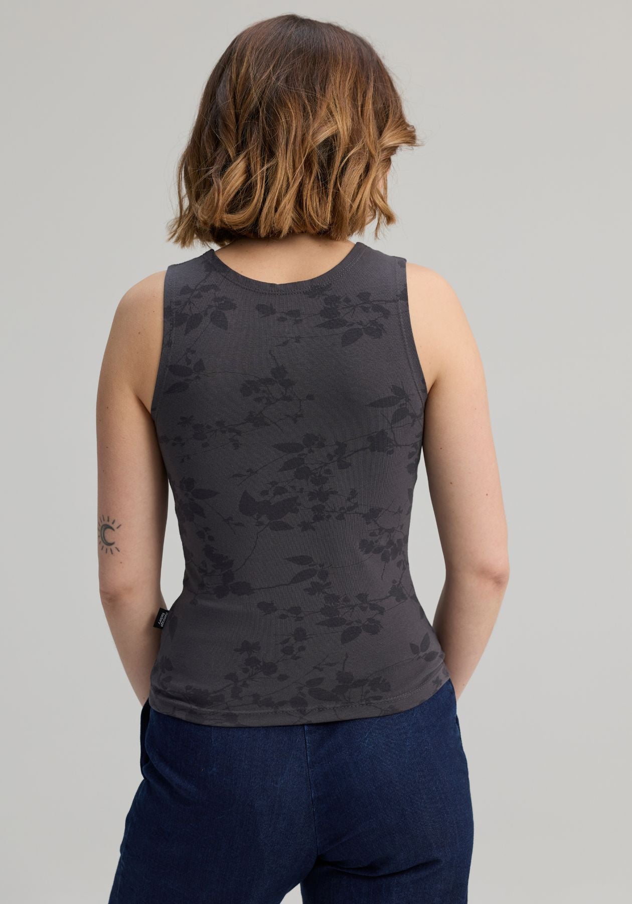 BROMPTON - Grey organic cotton printed camisole