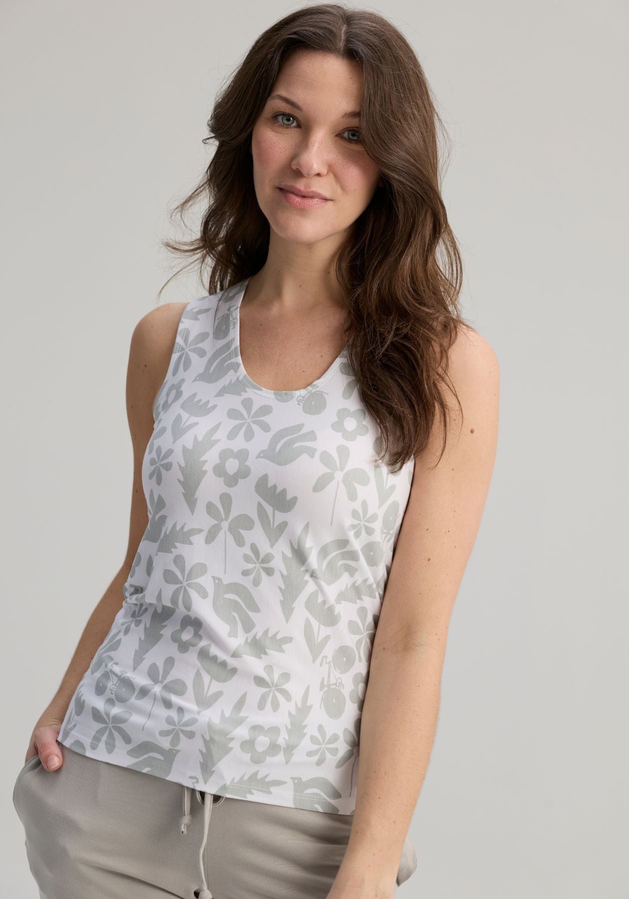 Mimosa - Camisole imprimée sauge