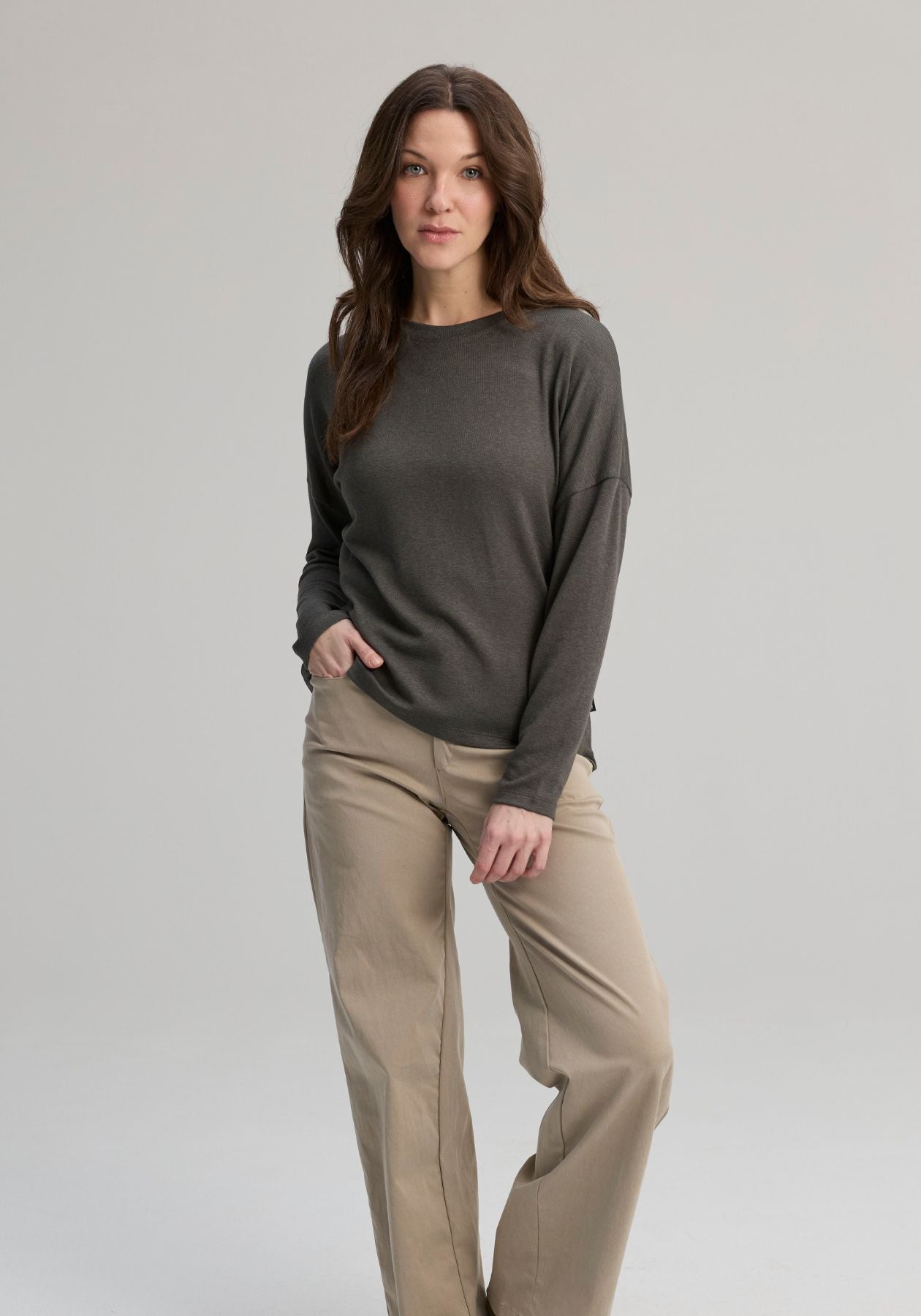 CHANDLER - Green-Grey long sleeve top