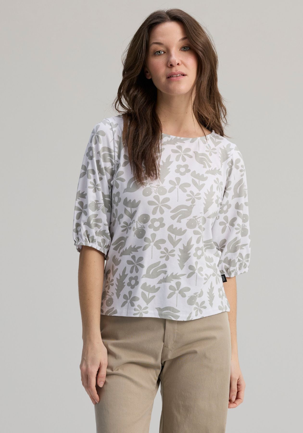 CADIEUX - Haut blanc imprimé sauge