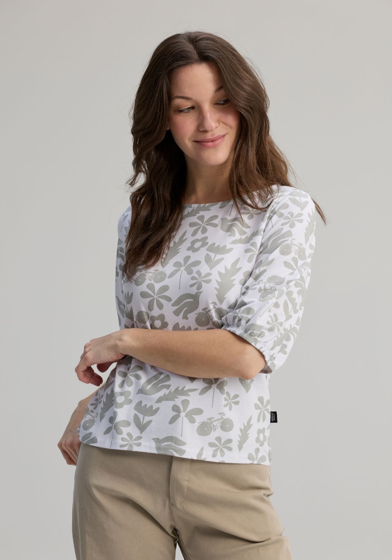 CADIEUX - Haut blanc imprimé sauge