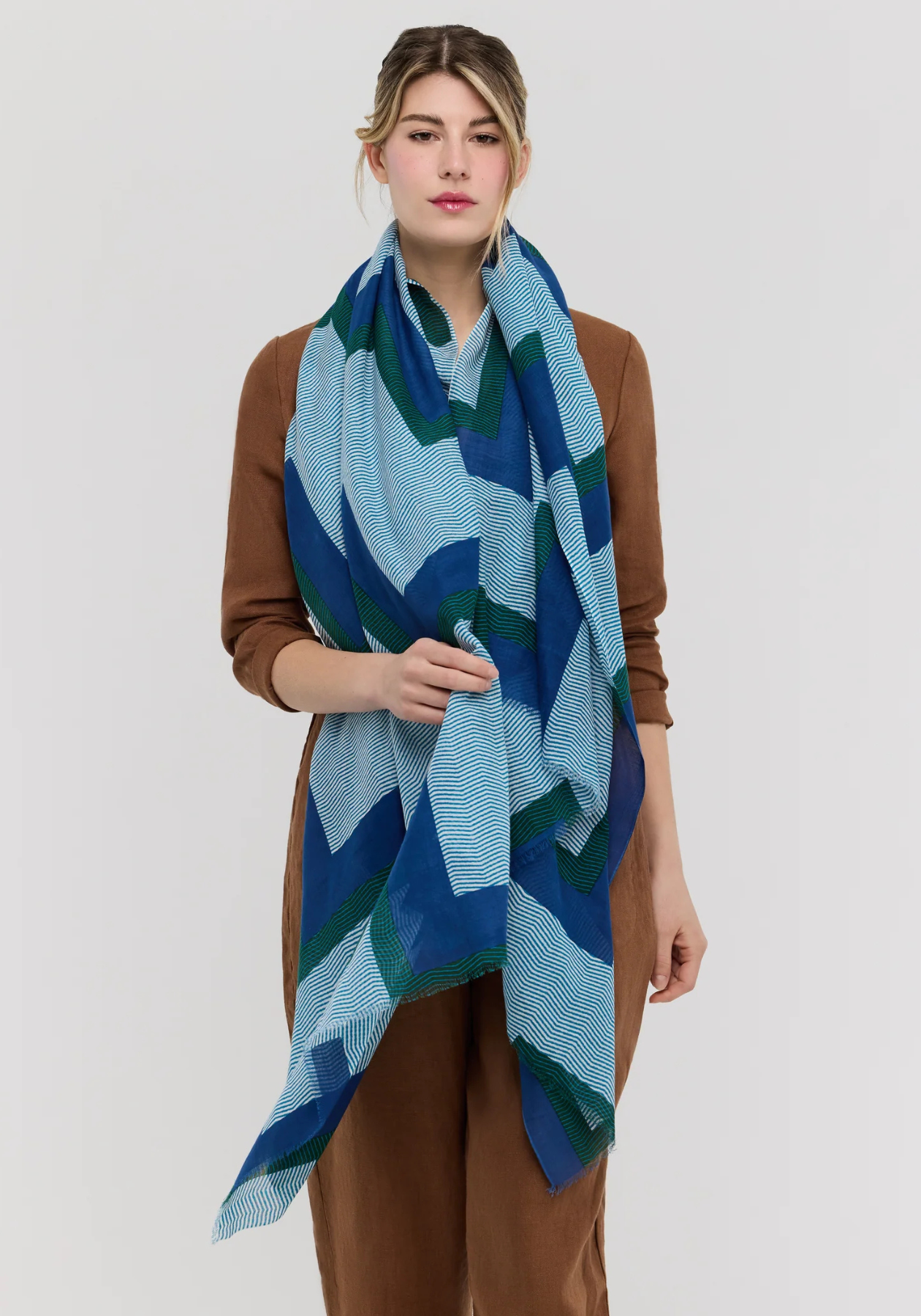 Foulard en coton bleu et vert - Alba