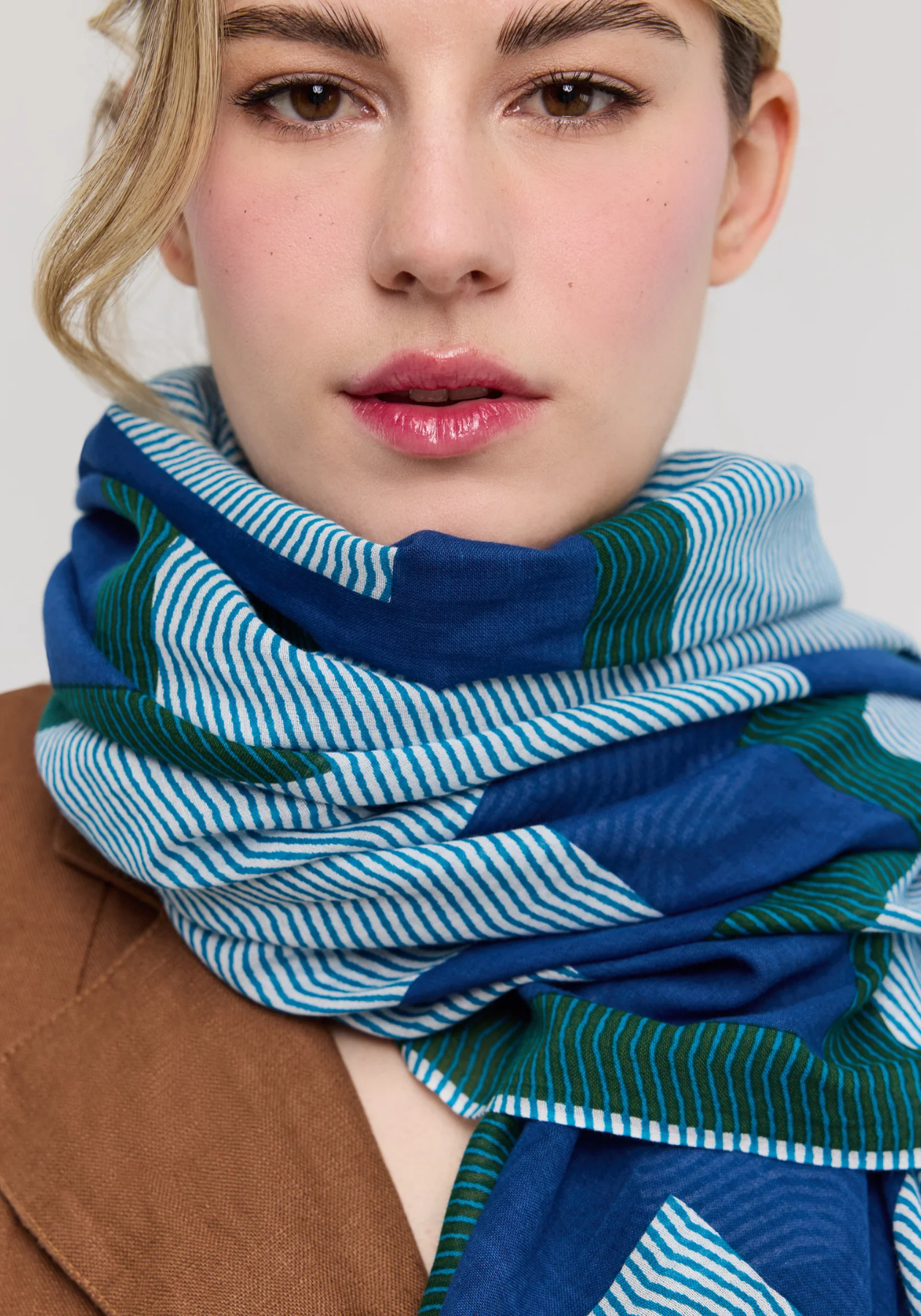 Foulard en coton bleu et vert - Alba