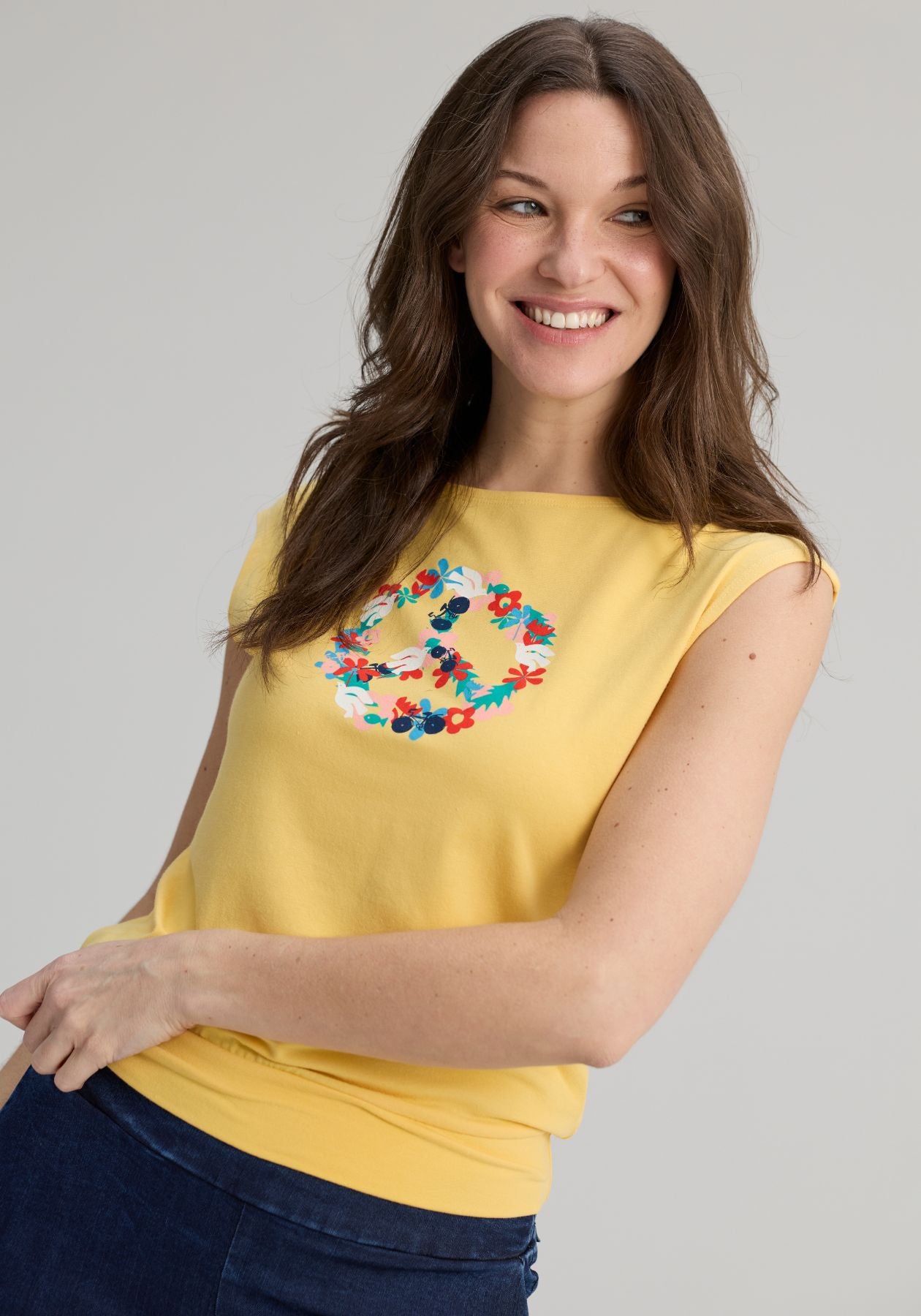 BATISCAN - T-shirt PEACE – Jaune soleil