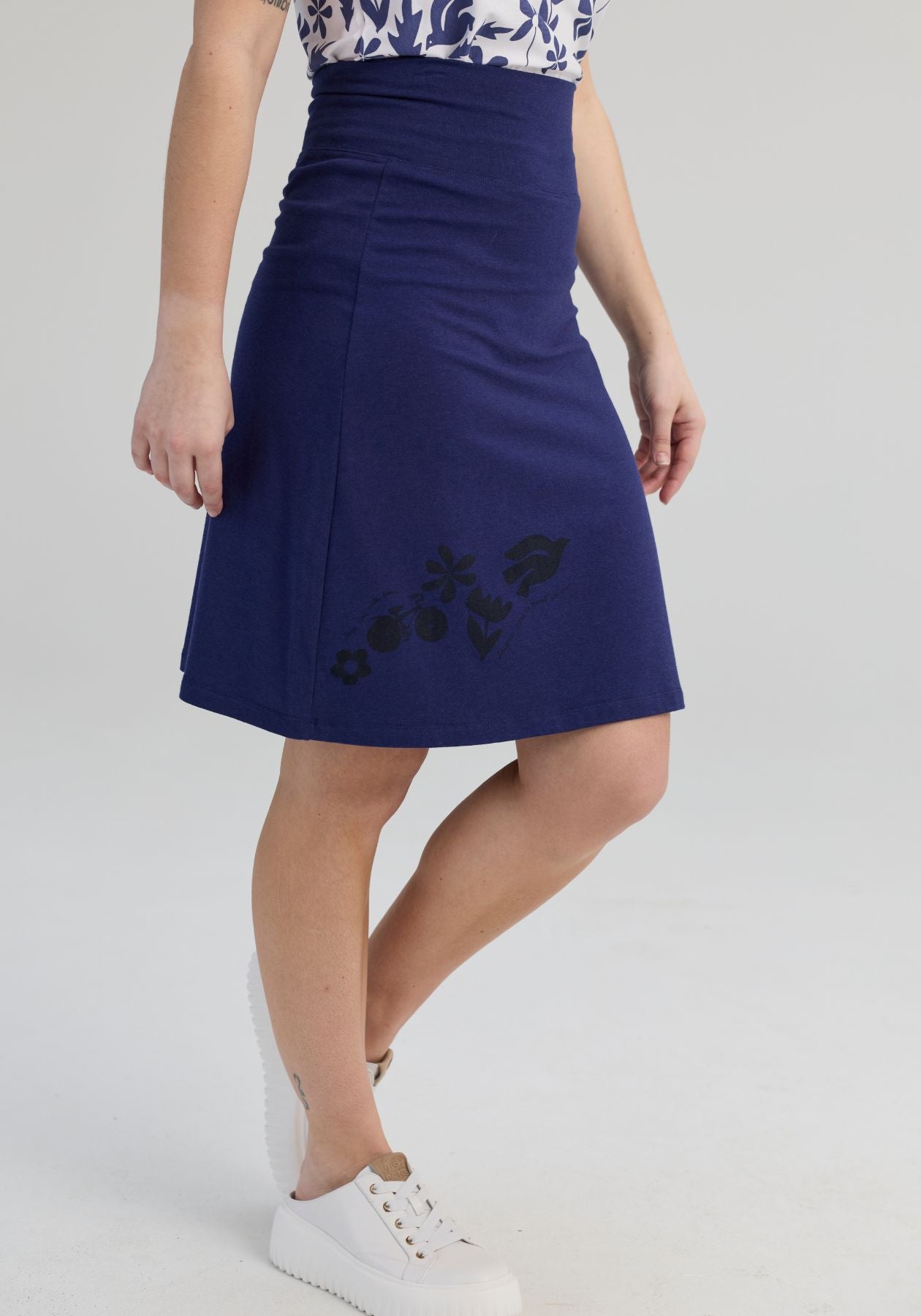 Immortelle – Jupe Bleu Marin Tencel et coton bio et tencel