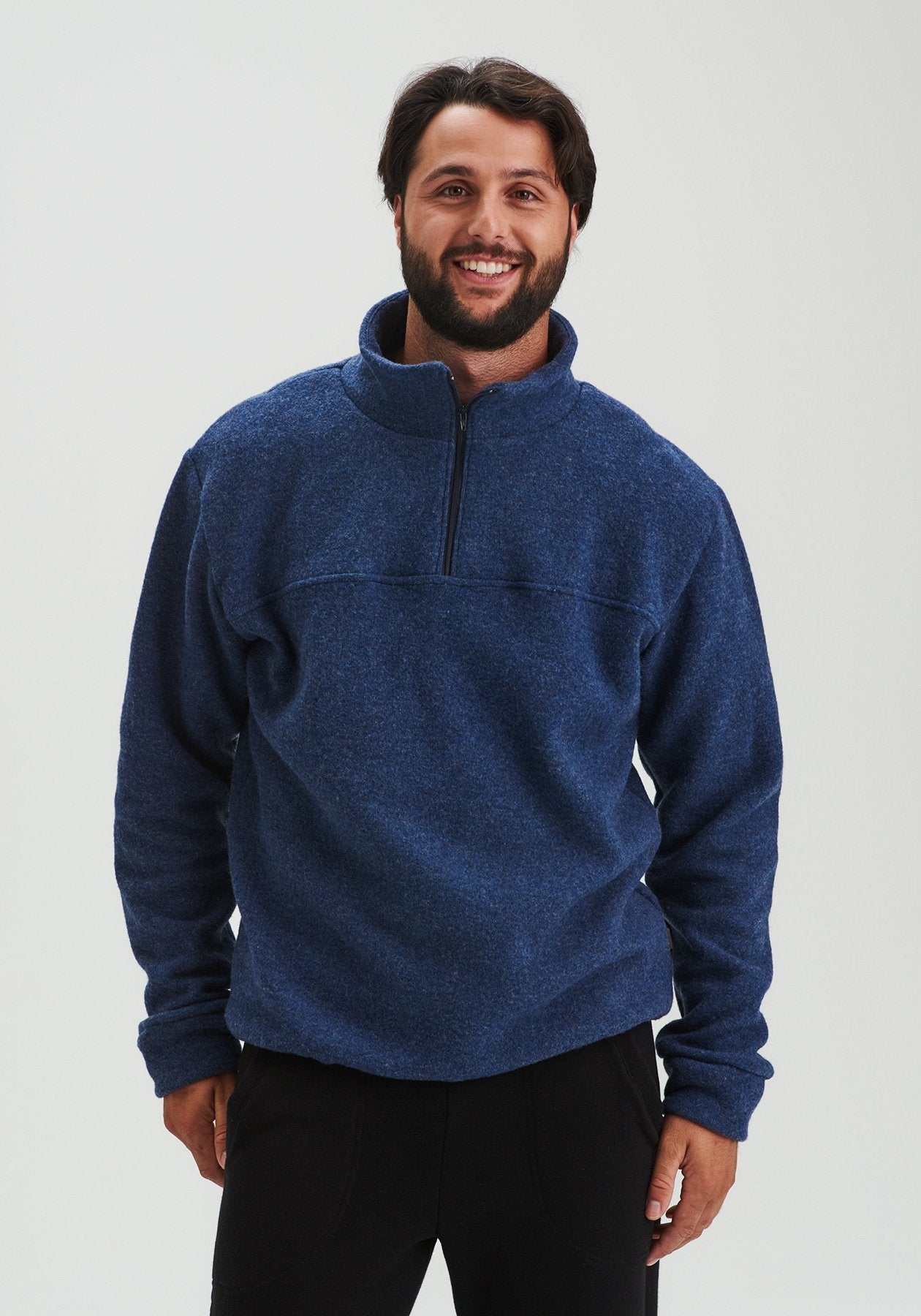 Blue Half-Zip Sweater Victor OÖM ÉTHIKWEAR