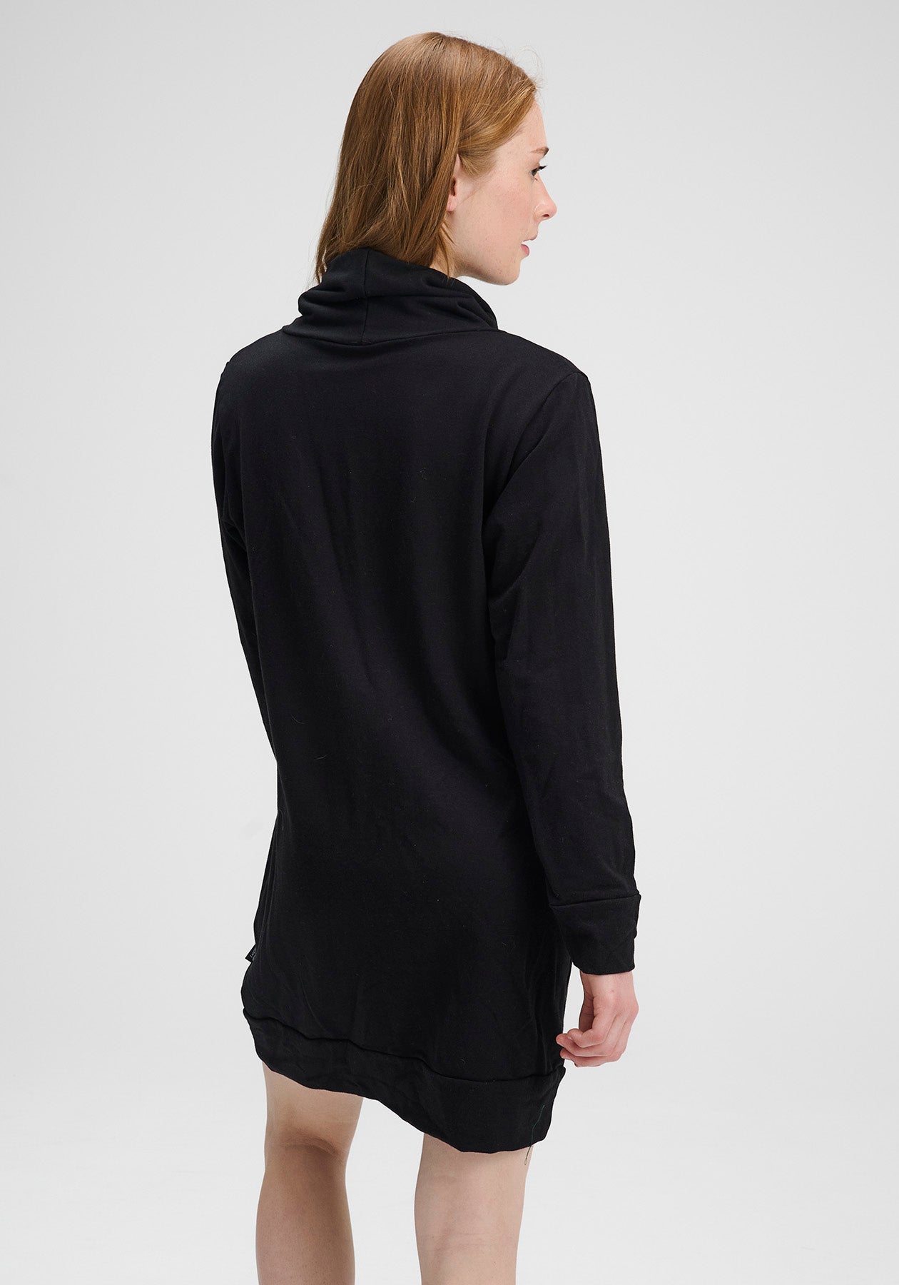LAURIER - Robe tunique noire en molleton