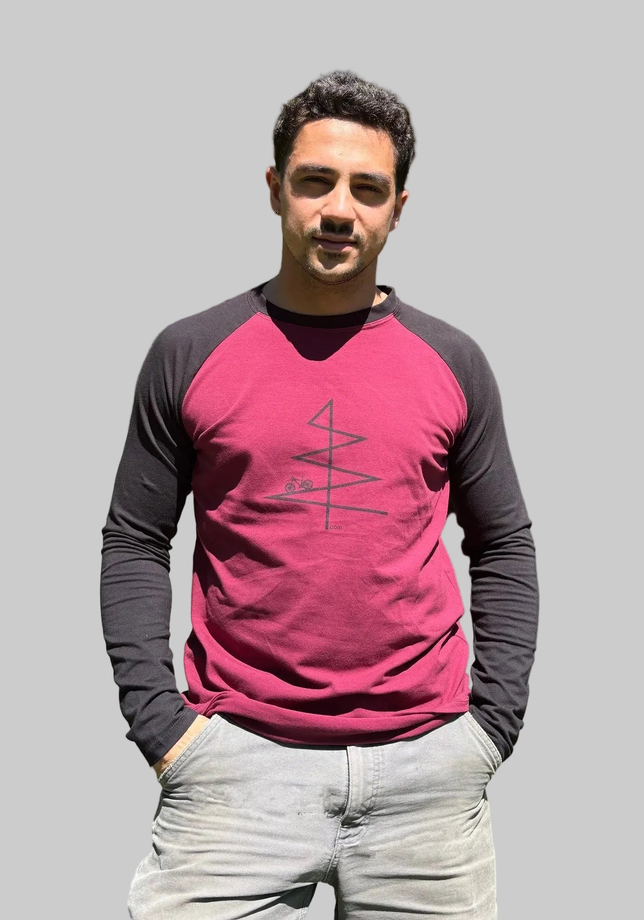 SOMMET - Chandail manches longues rouge vin et noir