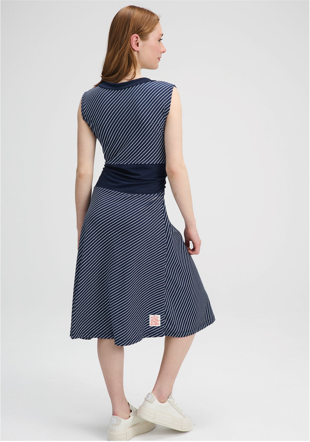 Cherry Blossom- Navy striped midi dress