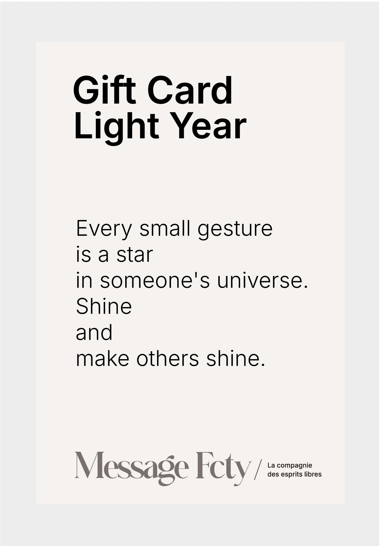 Gift card Light year MESSAGE FCTY/ ÖOM ( Virtual version)