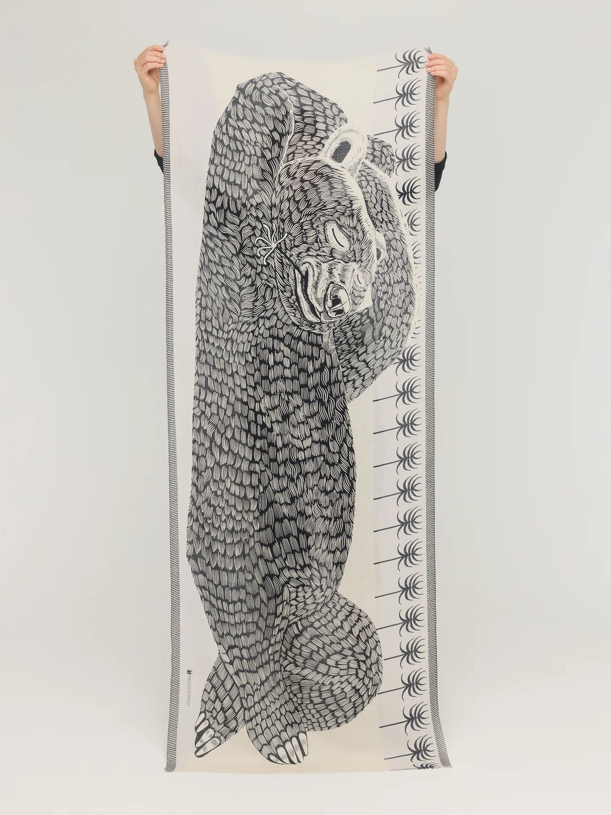 Merino Wool Scarf in Black & Ecru - Teddy