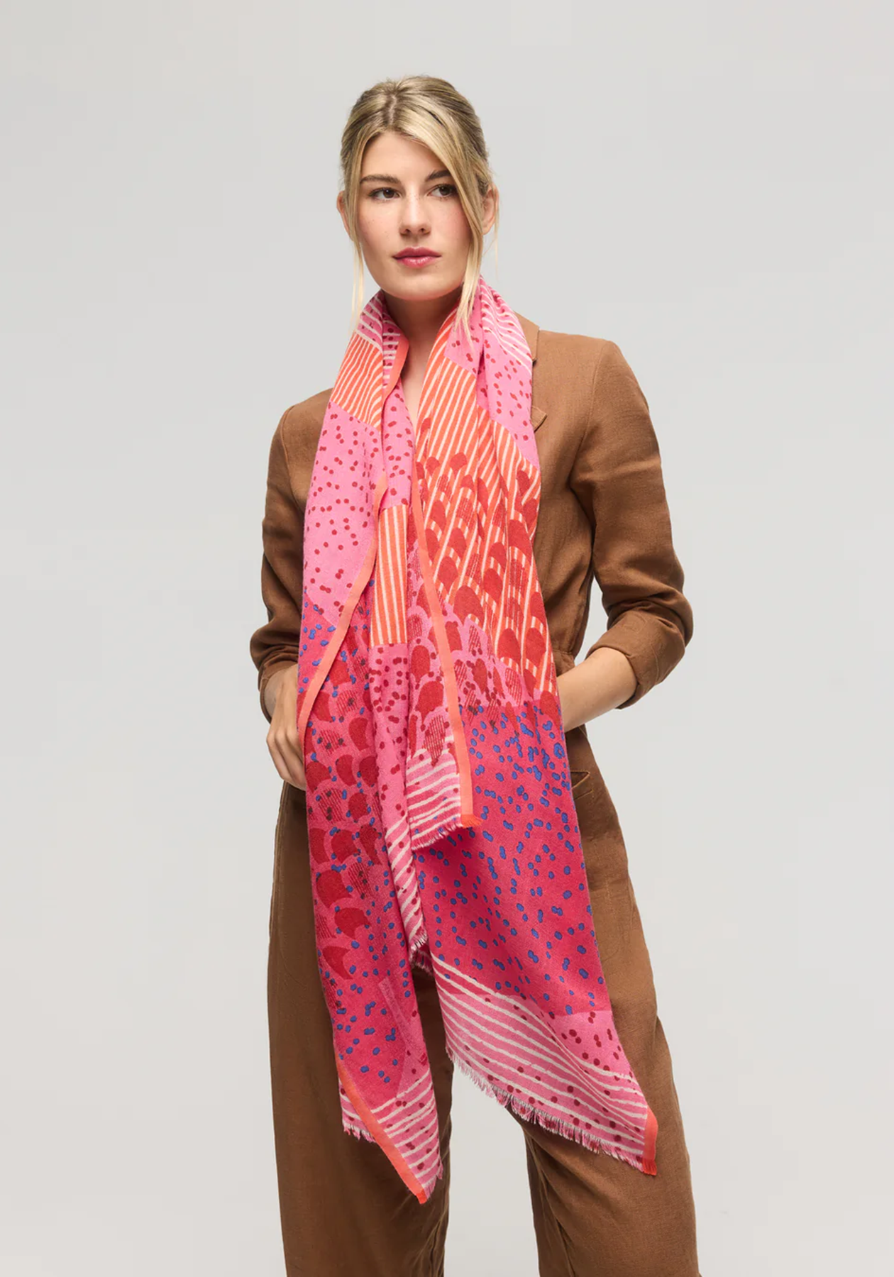 Merino Wool Scarf Sonate – Red, Orange & Pink