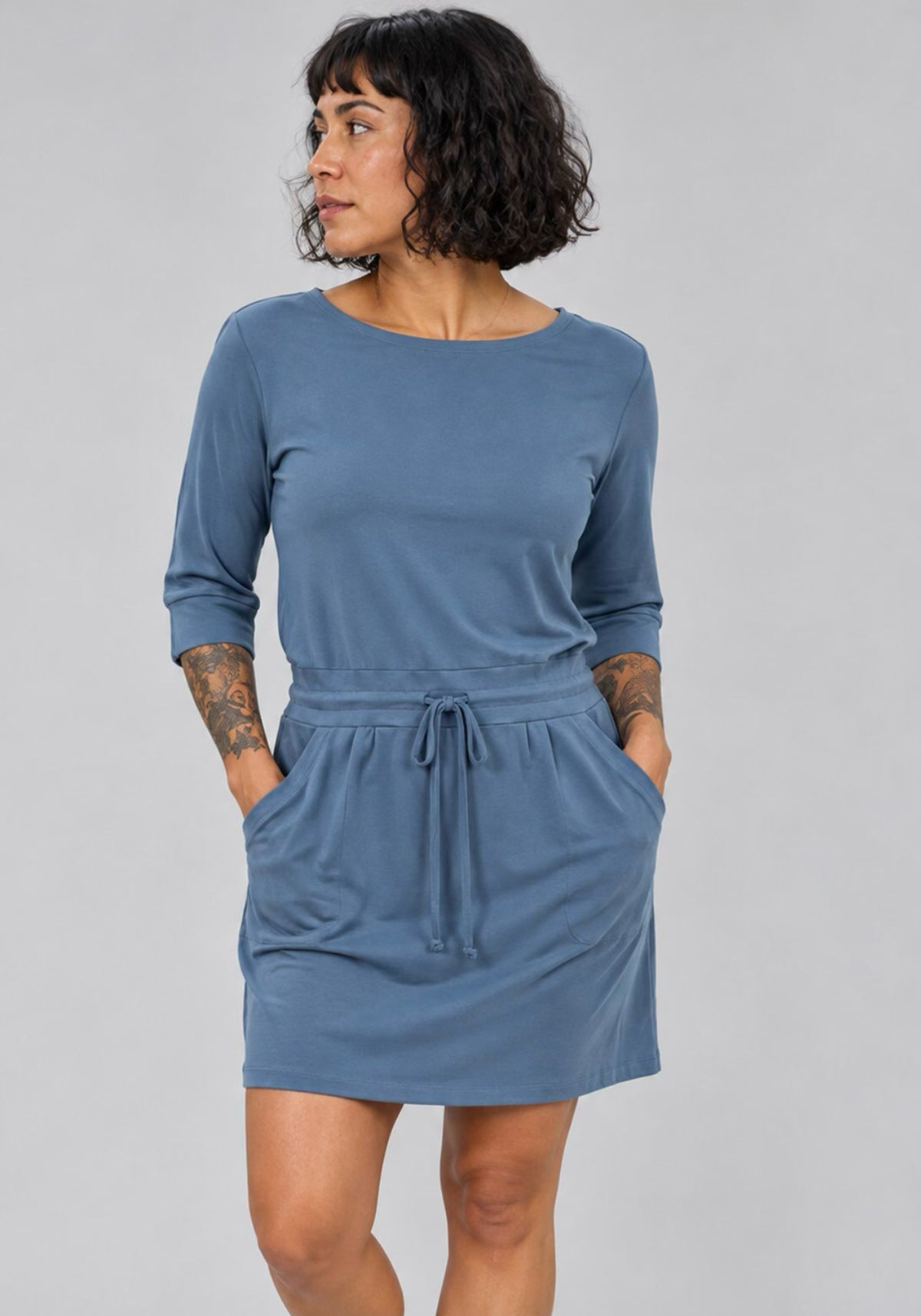 SWEET PEA - Robe manche 3/4  bleu océan