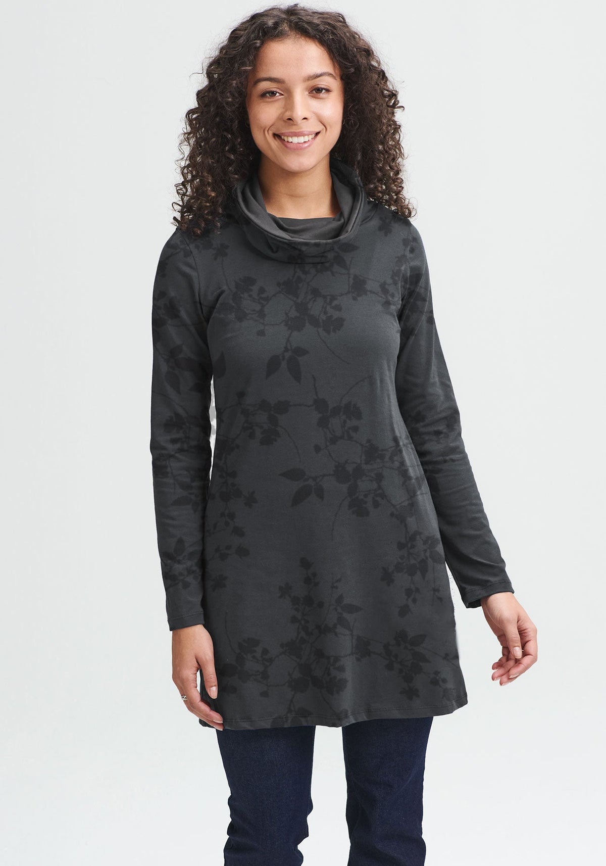 Tunique Femme Grise Près Du Corps - Col En V Zippé, 100% Coton, Tailles S/M/L