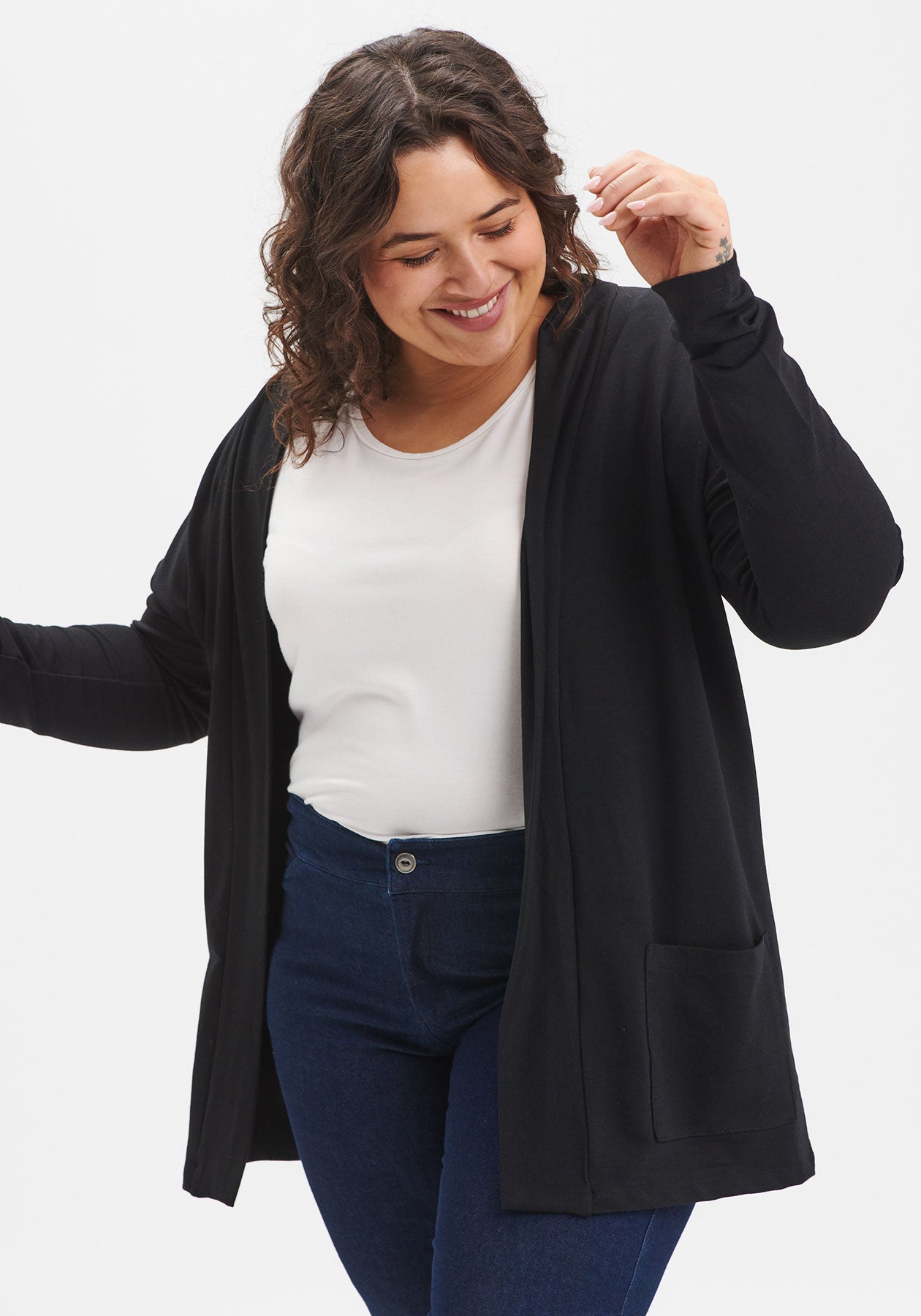 caplan cardigan noir en coton bio