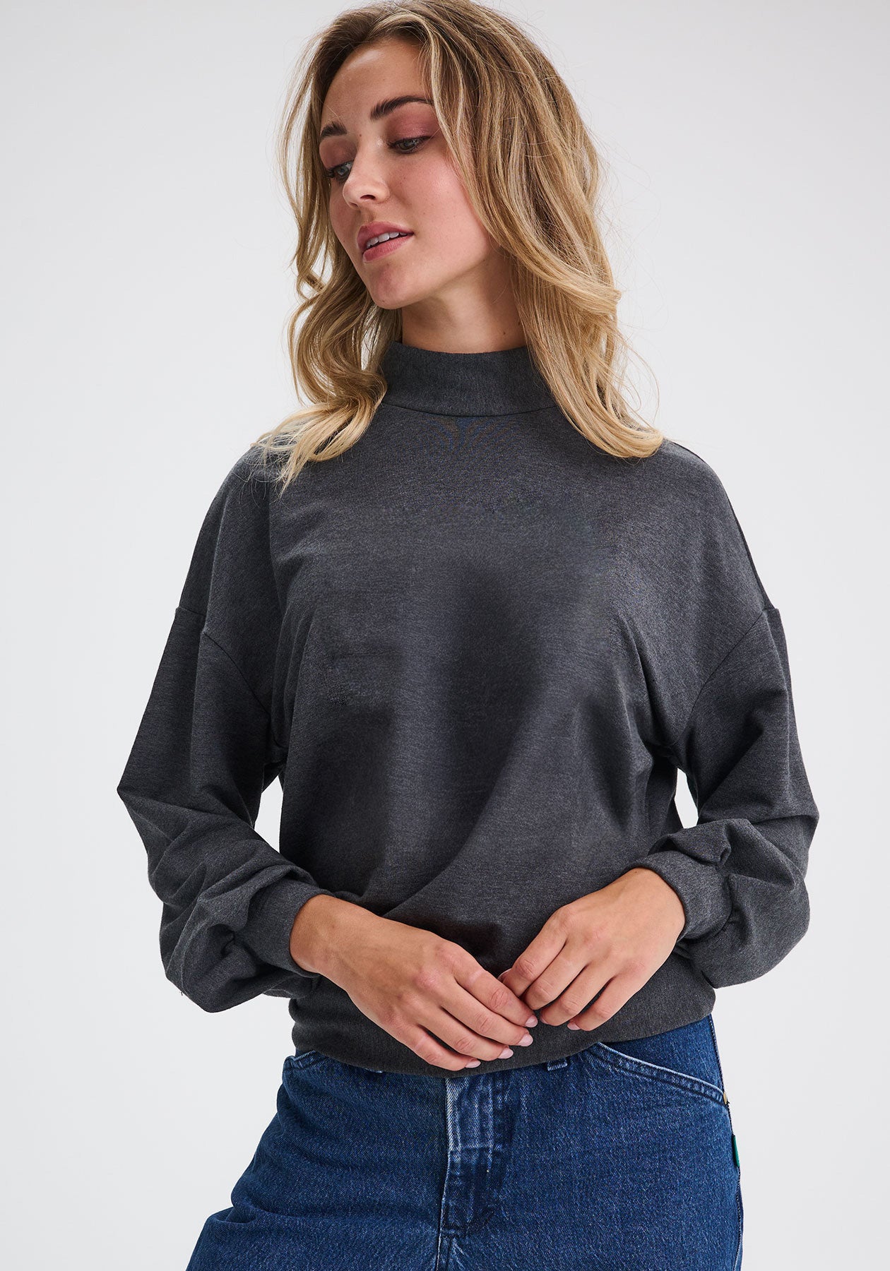 FERMONT - Pull en molleton gris uni