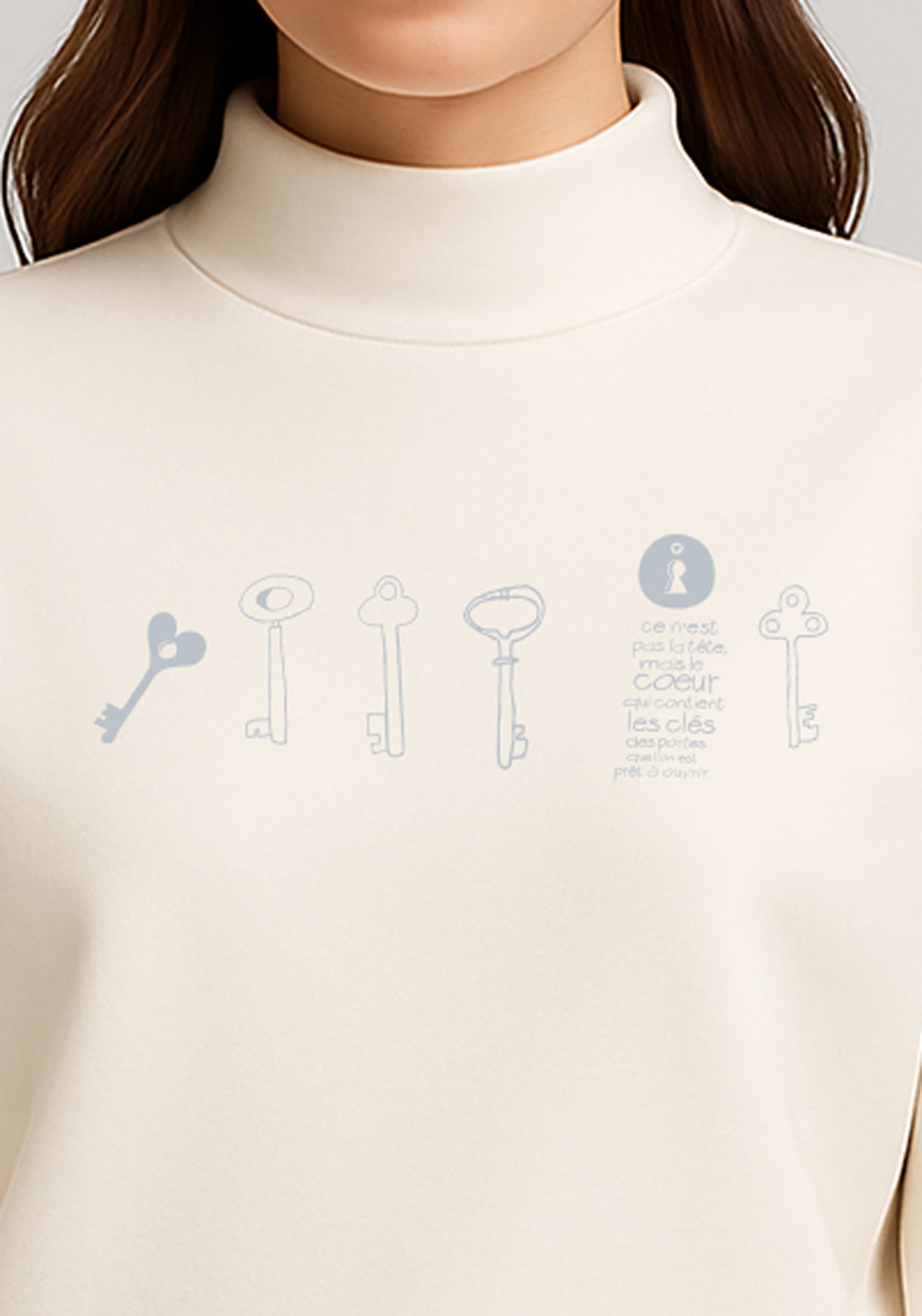 FERMONT - Pull en molleton off-white  LES CLÉS