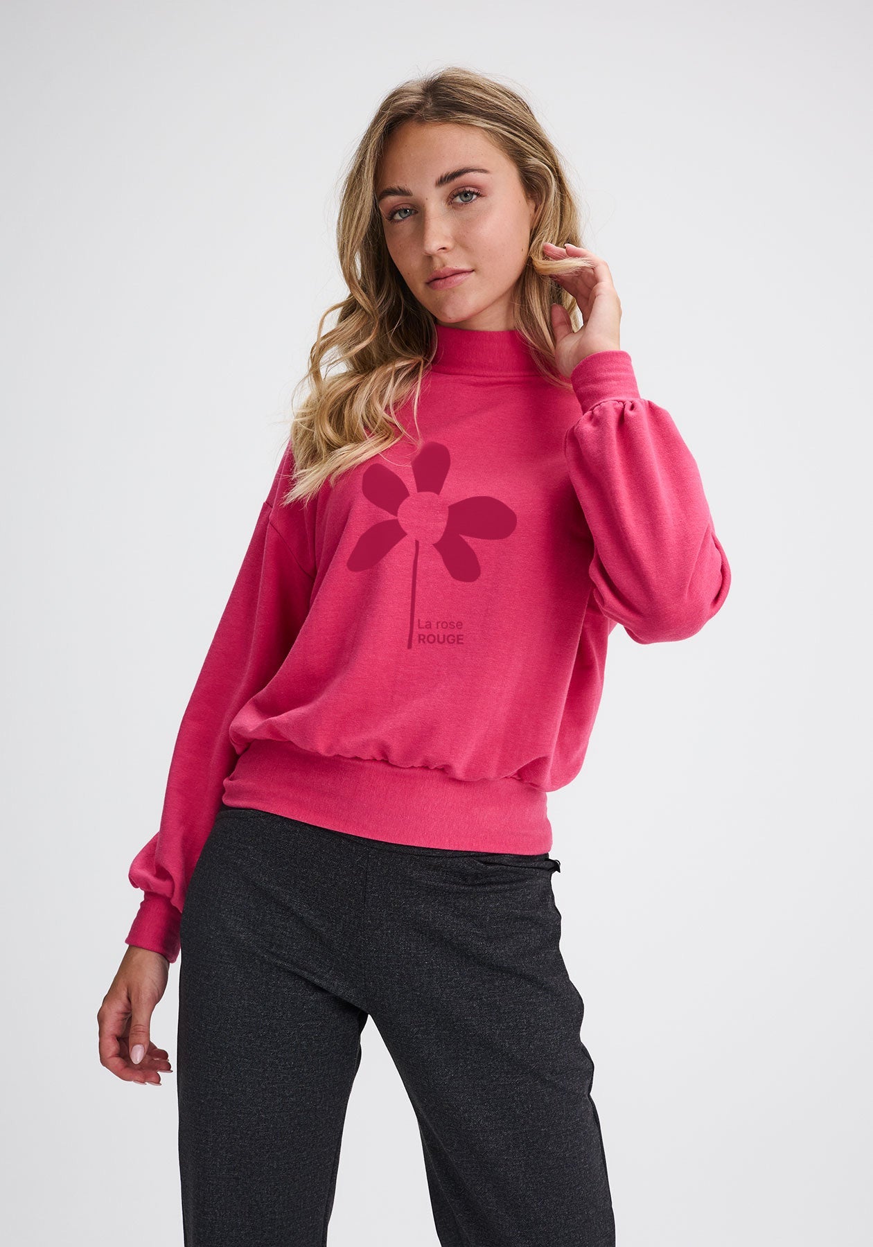 FERMONT - Pull en molleton fuchsia-Hauts-Message Factory