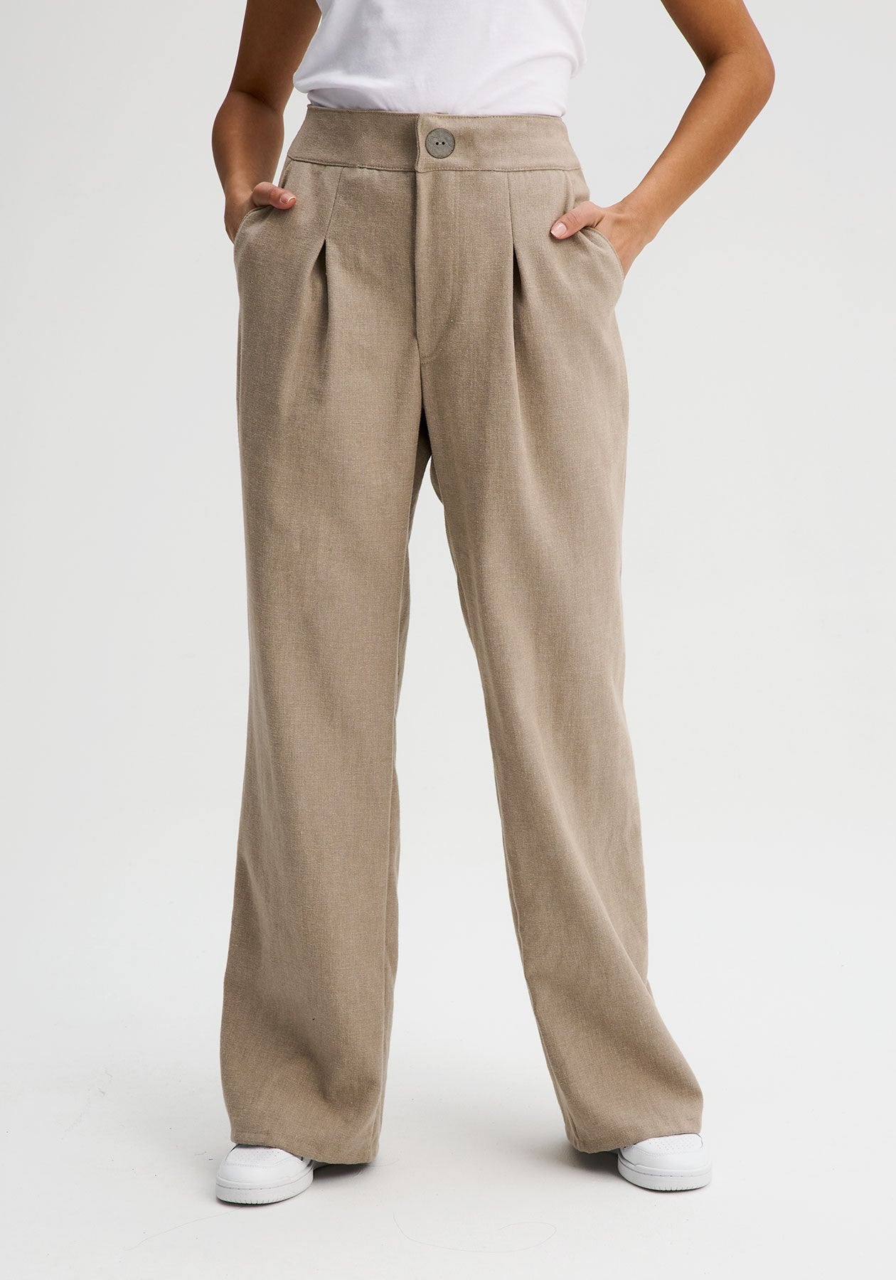 ELLA 2.0 - Pantalon ample beige-Bas-Message Factory