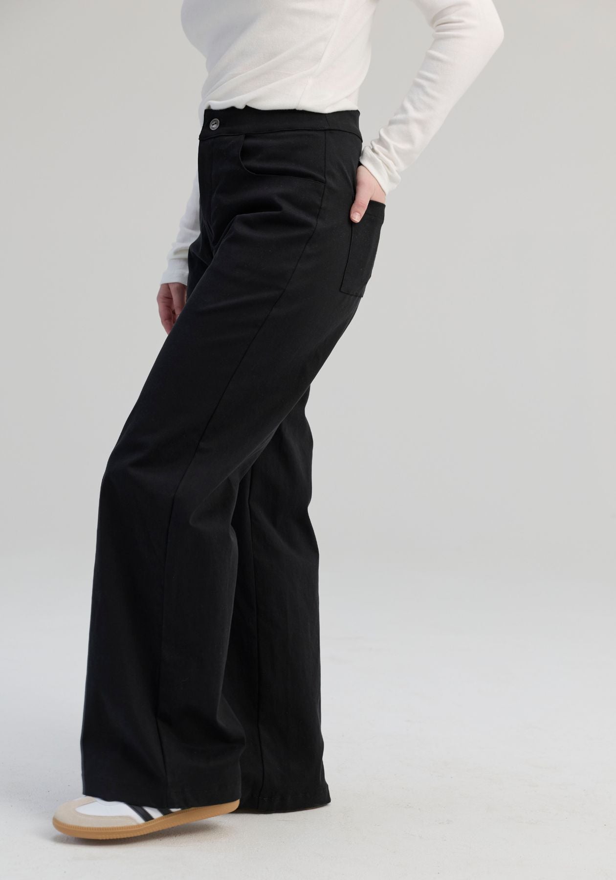 Richelieu - Pantalon Noir en Lyocell et coton