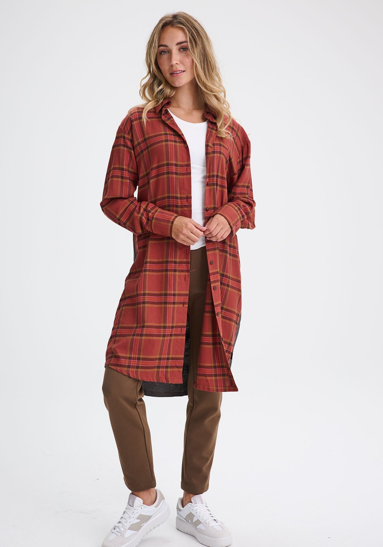 DONNACONA - Robe chemise carreaux rouille-Nouveautés écologiques-Message Factory