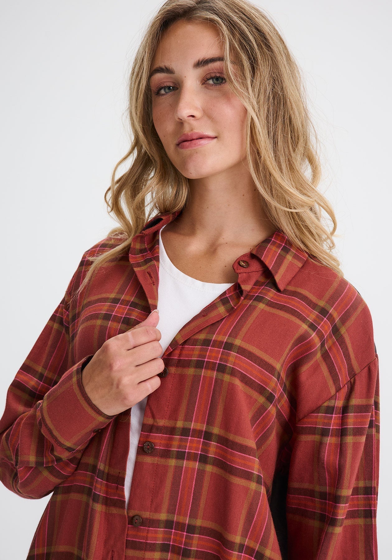 DONNACONA - Robe chemise carreaux rouille-Nouveautés écologiques-Message Factory
