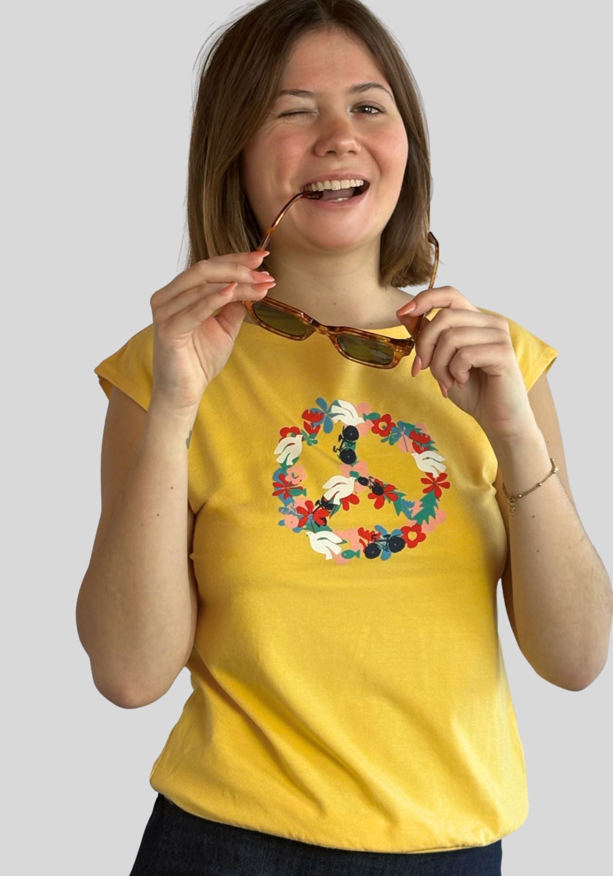 BATISCAN - T-shirt PEACE – Jaune soleil