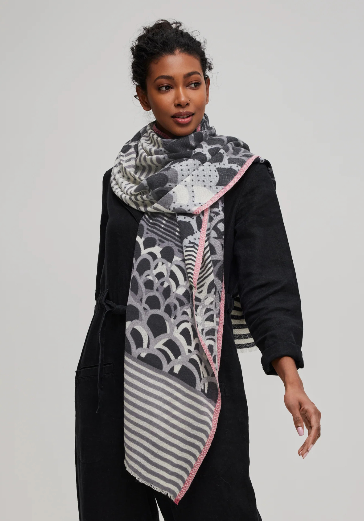 Écharpe mérinos tons de gris - Céleste