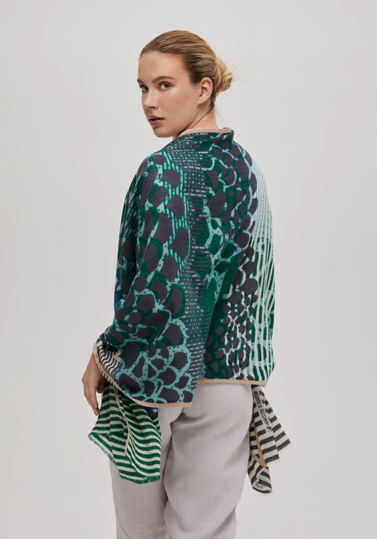 Écharpe de laine mérinos vert et bleu - Céleste