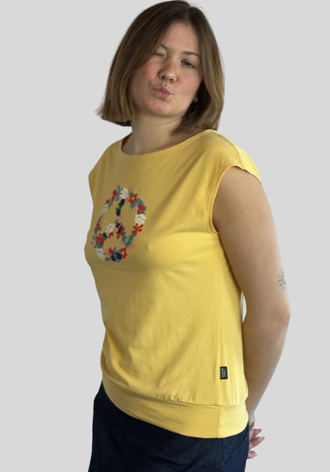 BATISCAN - T-shirt PEACE – Jaune soleil