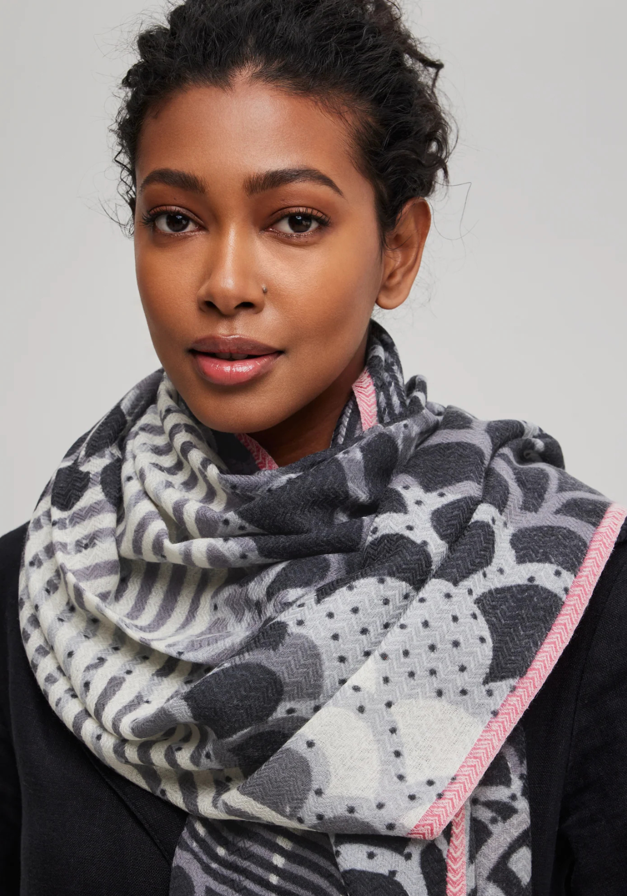 Écharpe mérinos tons de gris - Céleste