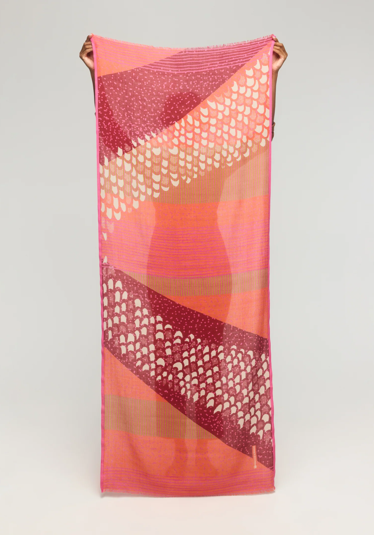 Écharpe en laine mérinos Sonate – Caramel, fuschia & bordeaux