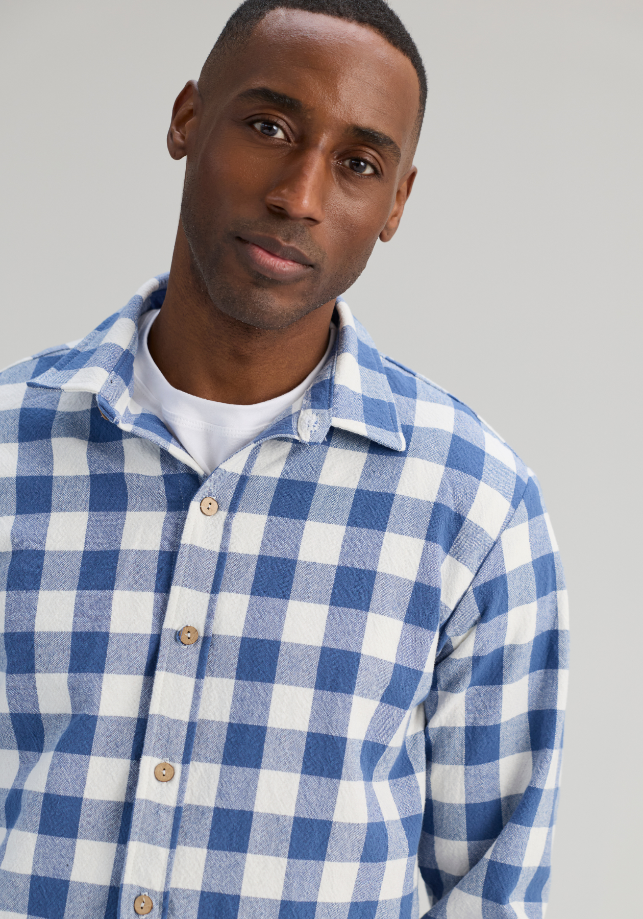 CHARLY – Blue and white checked shirt