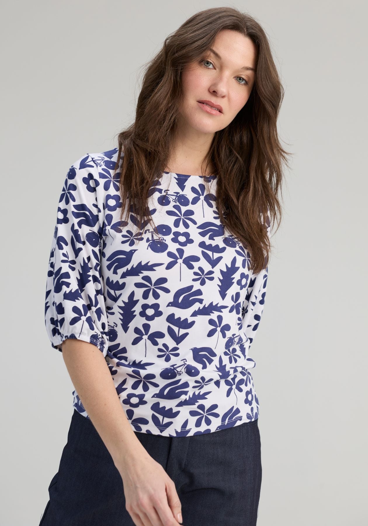 CADIEUX - Haut blanc imprimé marine