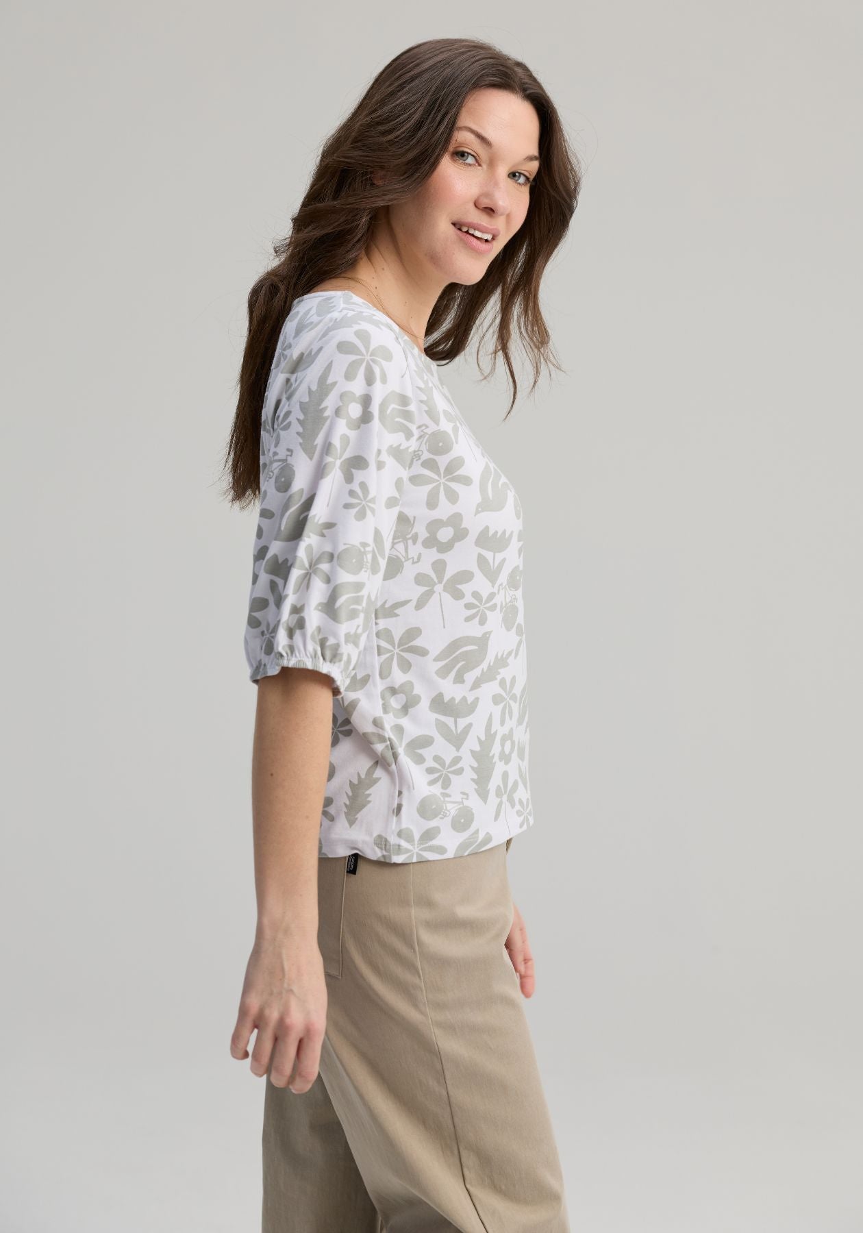 CADIEUX - Haut blanc imprimé sauge