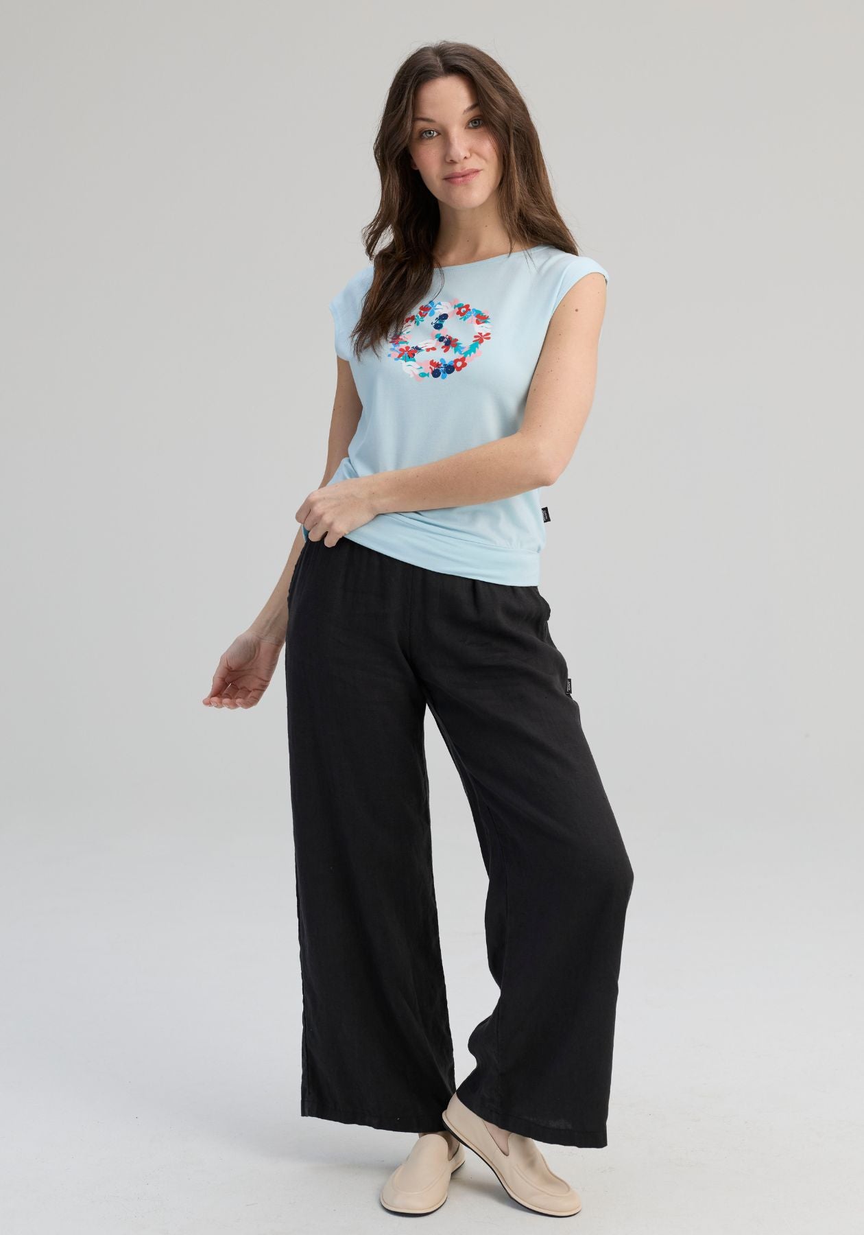 BATISCAN - PEACE T-Shirt Sky blue